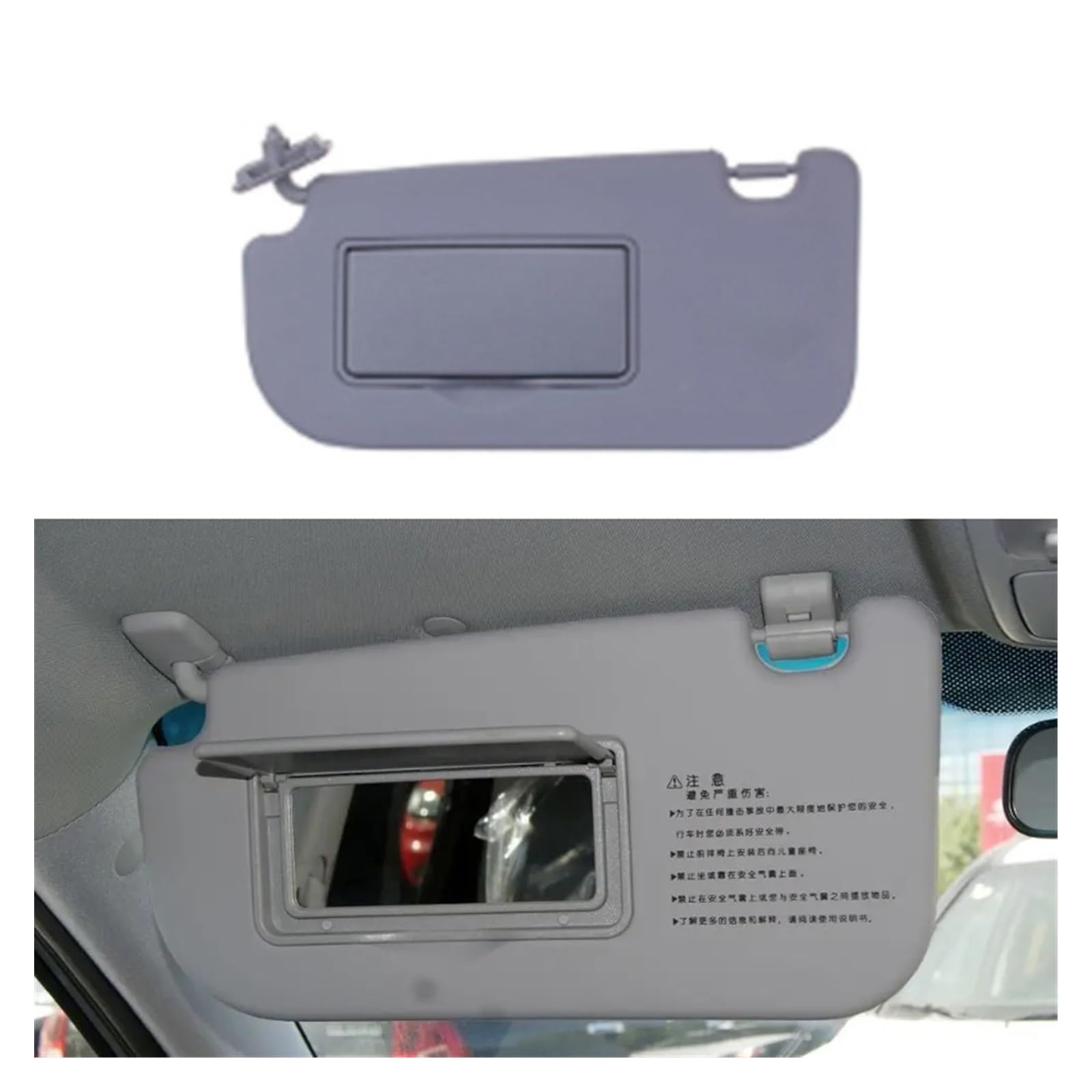 Pare-soleil Intérieur Kia Sportage 2005-2010 - Côté Conducteur Ou Passager - Beige/Gris - Avec Miroir De Courtoisie