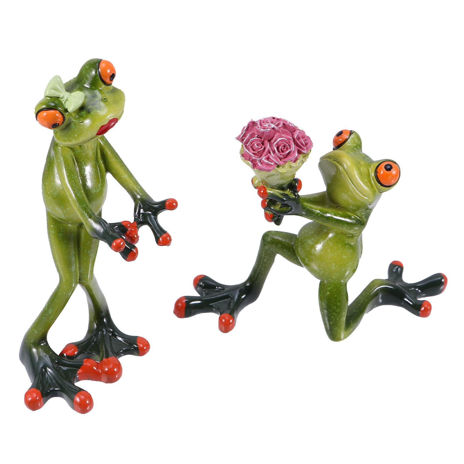 Figurine di Rane Decorative in Resina Verde 2 Pezzi per Proposta Romantica Matrimonio Decorazione Classica per Casa e Festa di Fidanzamento