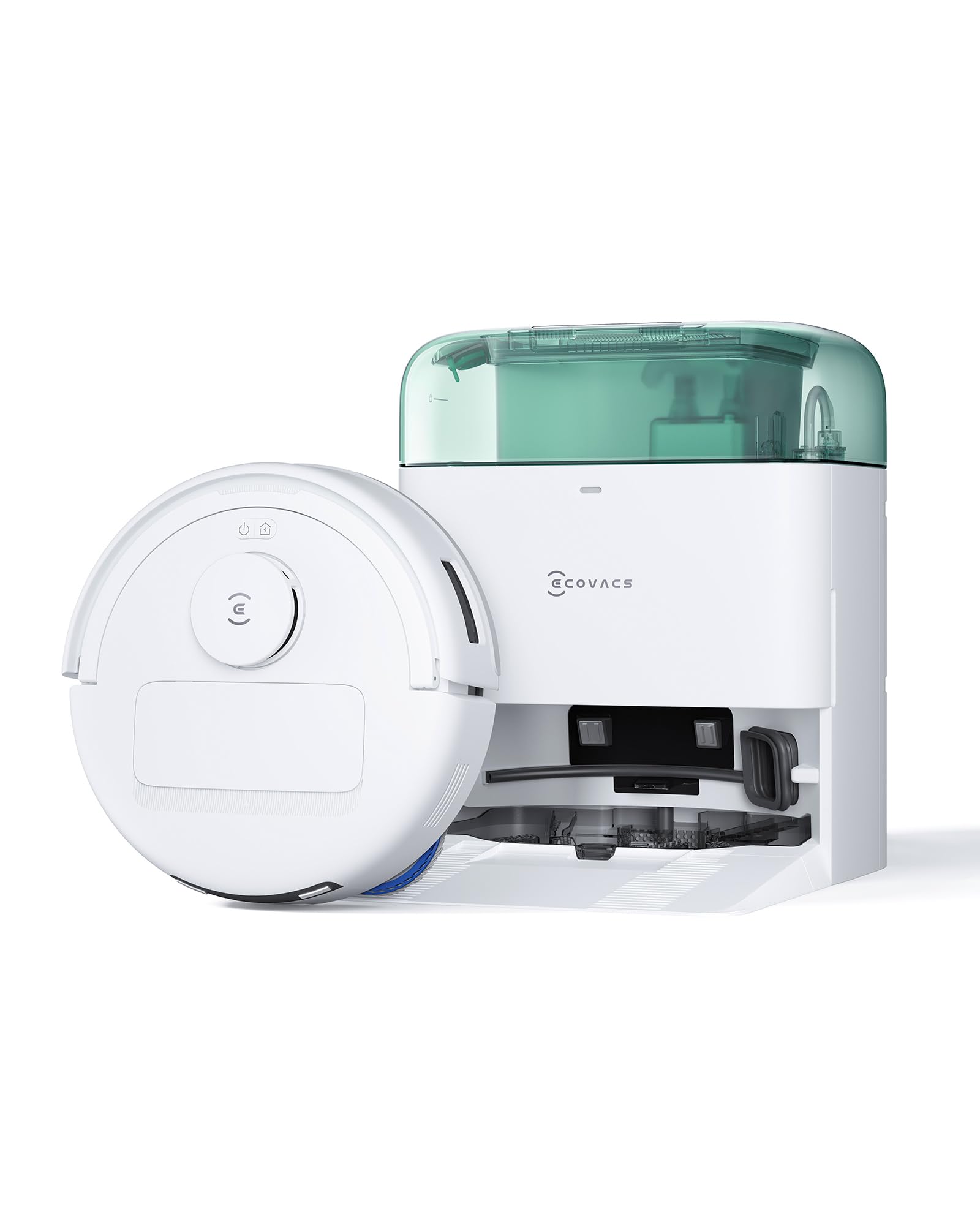 ECOVACS DEEBOT MINI Robot Aspirapolvere Lavapavimenti, 9000Pa, ZeroTangle 2.0, TrueMapping 2.0, Asciugatura ad Aria Calda 45°C, Svuotamento Automatico, Lavaggio Profondo Intelligente, Verde