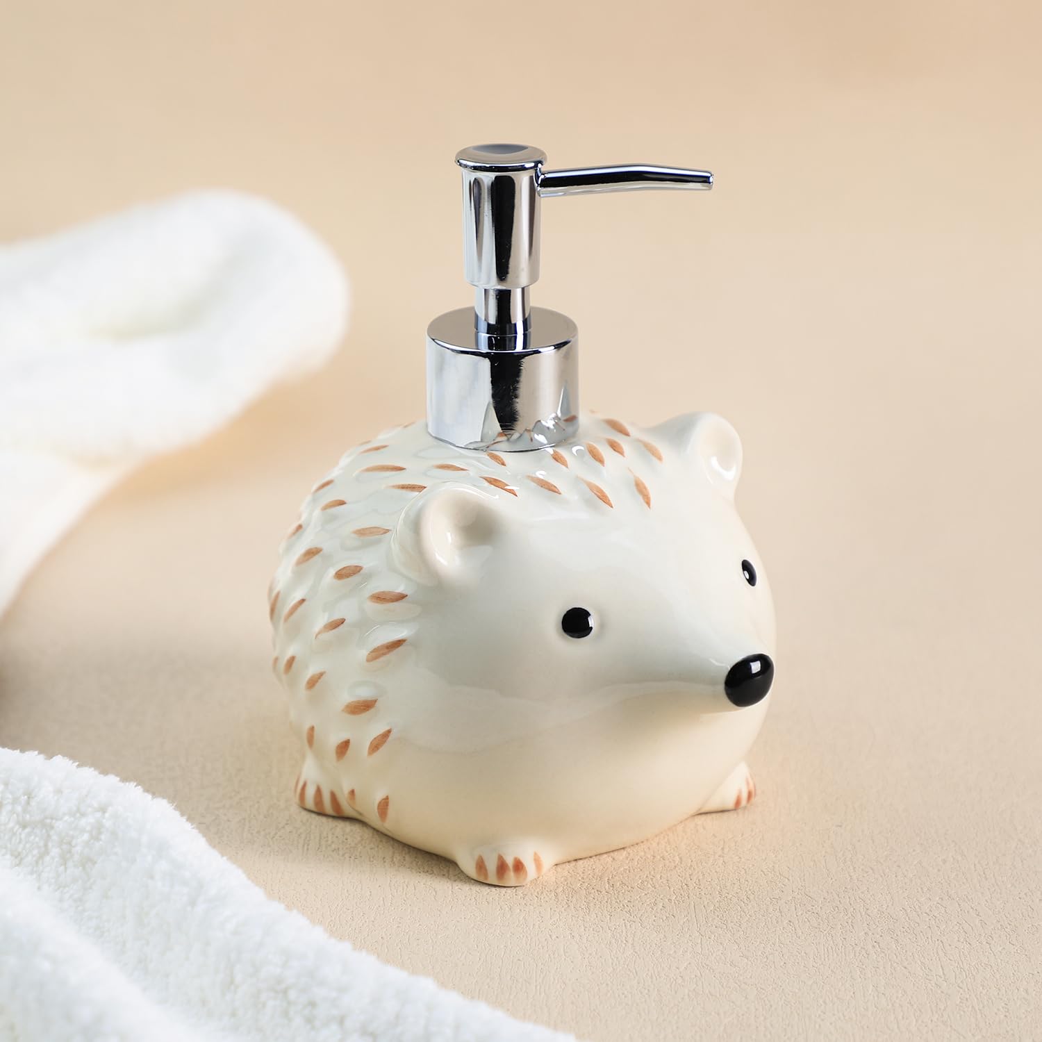 Colias Wing Dispenser di sapone in ceramica a forma di riccio con pompa in plastica, bottiglia di sapone ricaricabile per lozione, bottiglia per lozione, dispenser di sapone per le mani, decorazione