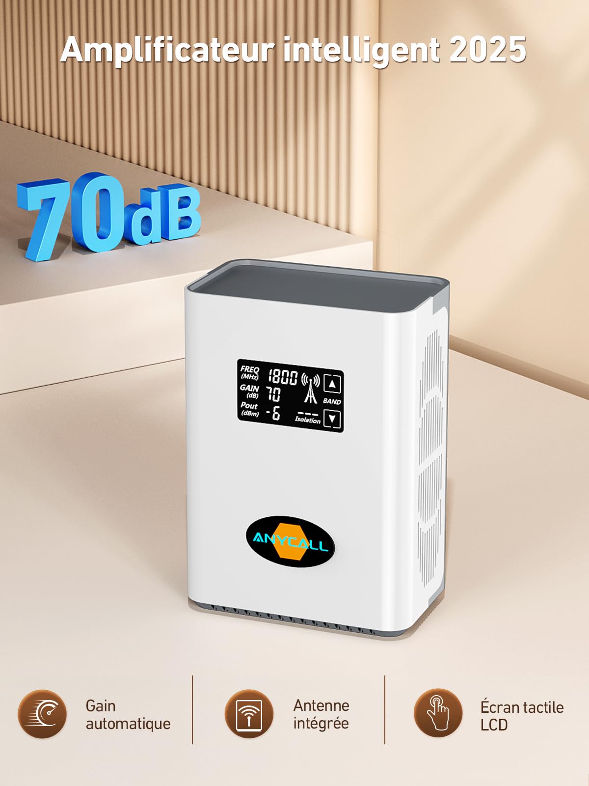 Amplificateur 5G 4G LTE 3G GSM sur la Bande 1, 3, 7 et 8 pour la Maison, pour Orange SFR Free Bouygues Télécom et Plus, Amplificateur Reseau Mobile avec Antenne Omnidirectionnelle