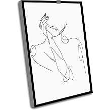 Bathroom Decor,Woman Line Art Wall Decor,Erotic One Line Art Canvas Wall Art,Sexy Woman Line Drawing,Naked Art Canvas Wall Art,Female Body Wall Art,Woman Face Line Art,8x12 Inch Framed Wall Art