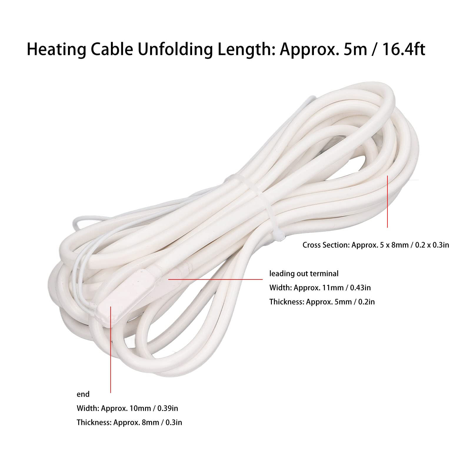 Kabel grzewczy z gumy silikonowej 5 m 200 W 70 ℃ Frosting Kabel grzewczy do ochrony przed zamarzaniem Bezpieczny w użyciu Szybkie ogrzewanie z łatwą obsługą