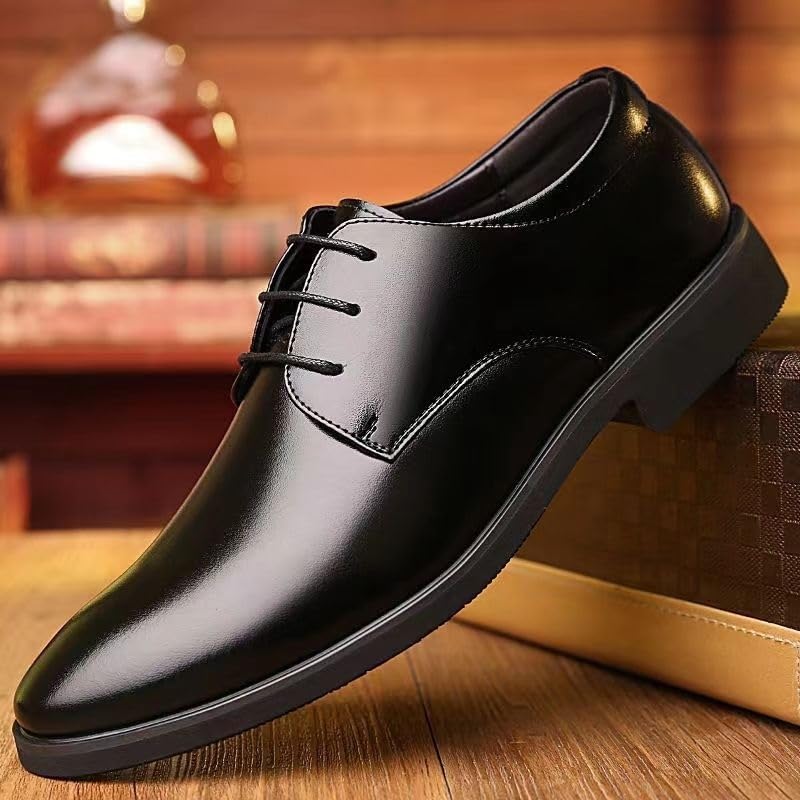 Men’s Wedding Formal Dress Shoes Oxford Classic Lace-Up Leather Business Office Footwear for Groom Outfit Style3