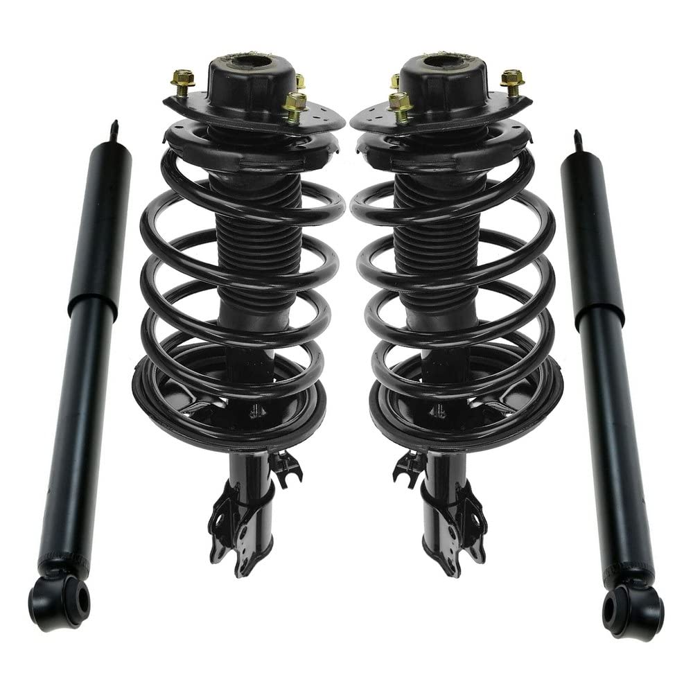 TRQ Front and Rear Complete Strut Assembly & Shock Absorber Kit Complete Strut & Coil Spring Assembly Compatible with 1998-2003 Toyota Sienna