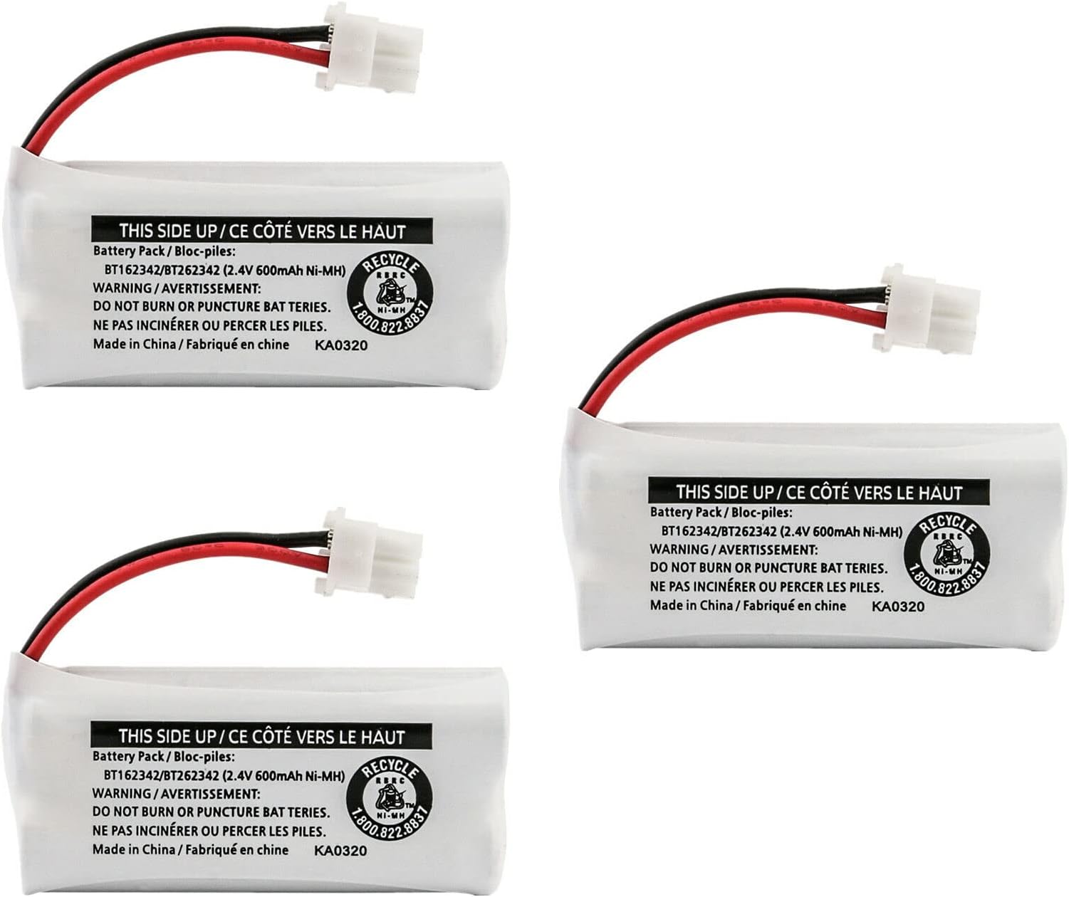 Kastar 3-Pack Battery Replacement for Vtech BT162342 BT262342 BT266342 BT183342 BT283342 2SN-AAA40H-S-X2 Battery and V-tech SN6107 SN1196 SN1197 SN6196 SN6196-2 SN6197 SN6197-2 Handset Phone