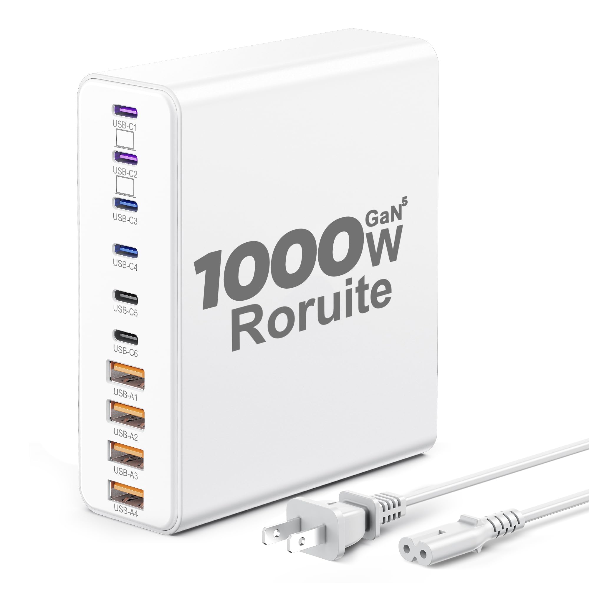 Roruite 1000W USB C Charging Station 10 Port