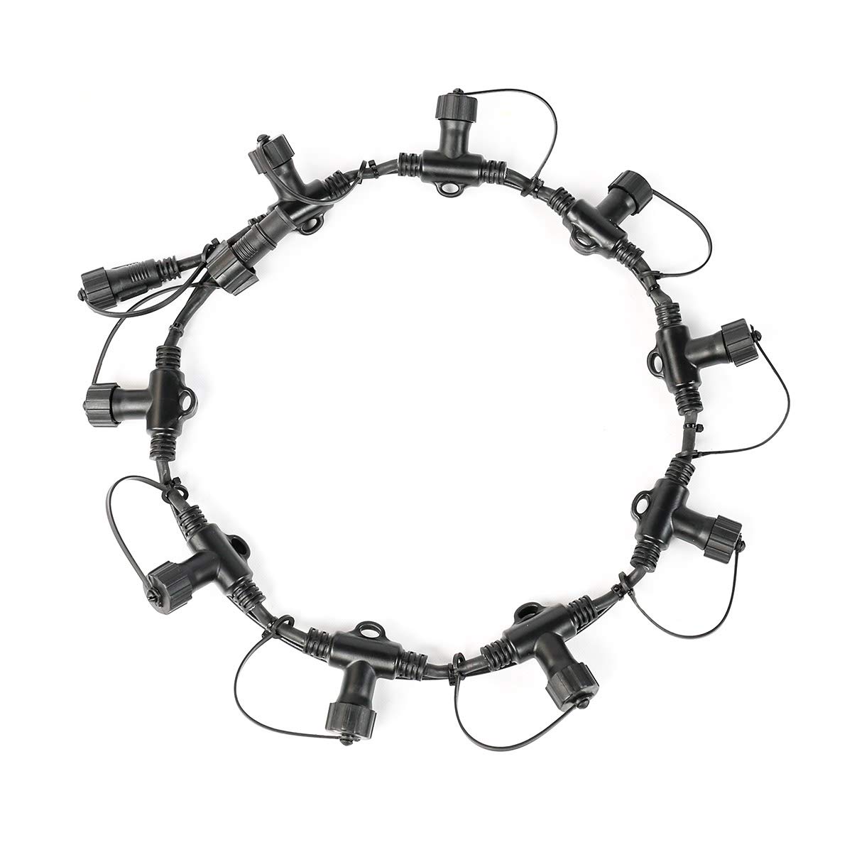 Festive Lights - ConnectPro Lighting Accessories - Connectable Outdoor Waterproof Rubber Cable (9 Port Ring Connector, Black)
