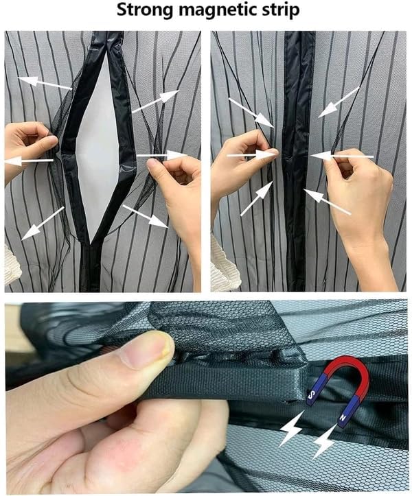 Image of Magnetic Mosquito Door Net for Home 6.8ft x 3.2ft | Heavy Duty Fine Mesh Screen with Automatic Magnetic Closure | Hands-Free Entry | Washable Insect Protection Door Curtain