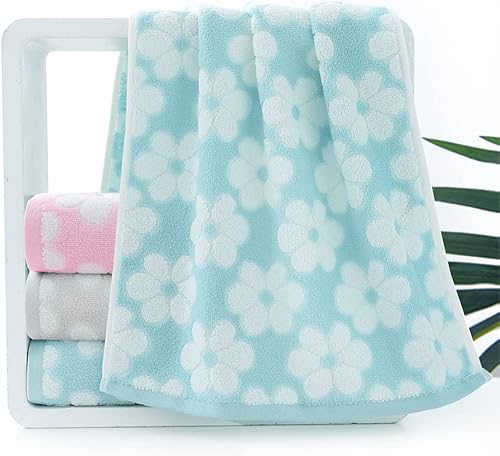 Miniatura 2 de Pidada Juego de 2 toallas de mano con patrón floral, 100% algodón, suaves, absorbentes, toallas decorativas para baño, 13.4 x 29.5 pulgadas (azul)