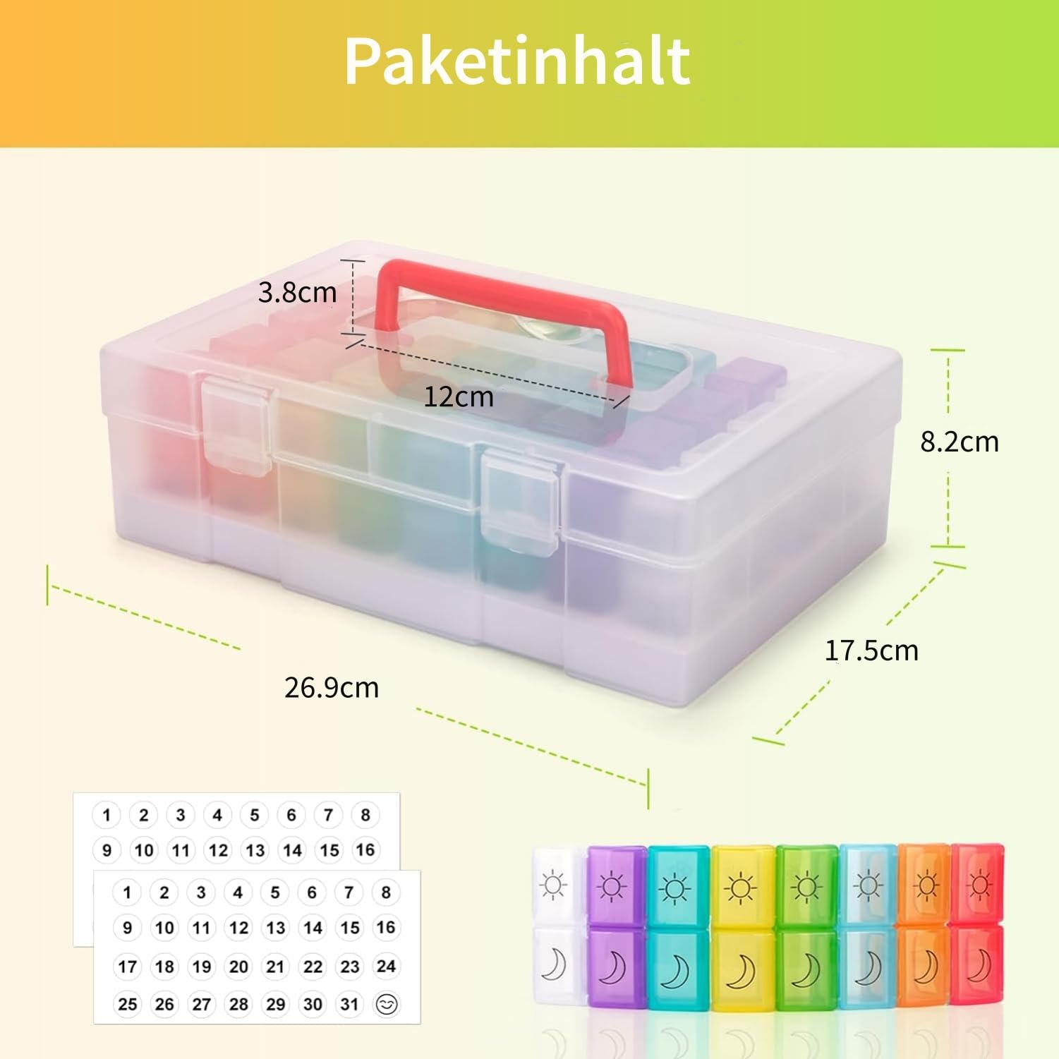 Pilulier 31 jours Matin et soir, grande boîte à médicaments mensuelle avec 2 compartiments, boîte à pilules pratique et résistante à l'humidité, facile à ouvrir pour voyage et usage quotidien