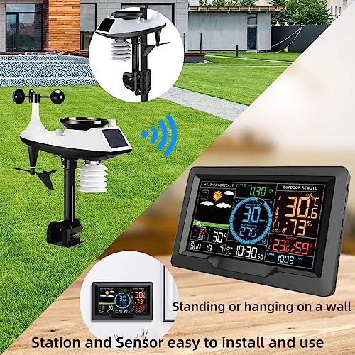 Morelian FJ3390A Multifunctional Professional Weather Station Temperature, Humidity, Wind Speed and Rainfall Detection Weather Forecast Clock
