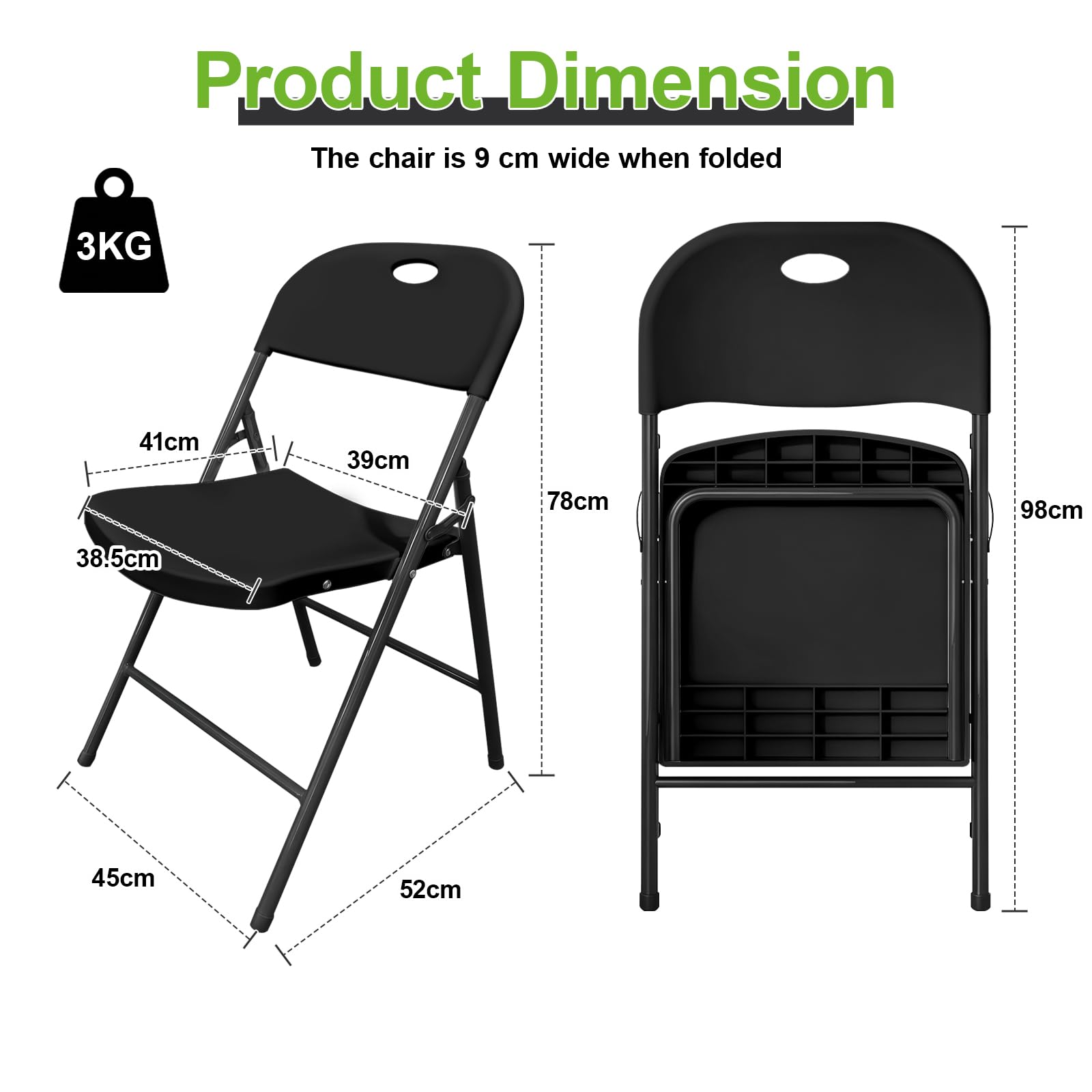 Set di 6 Sedie Pieghevoli – Sedie Pieghevoli Stabili con Schienale Alto, Struttura in Metallo Resistente, Adatte per Casa, Ufficio e Sala da Pranzo