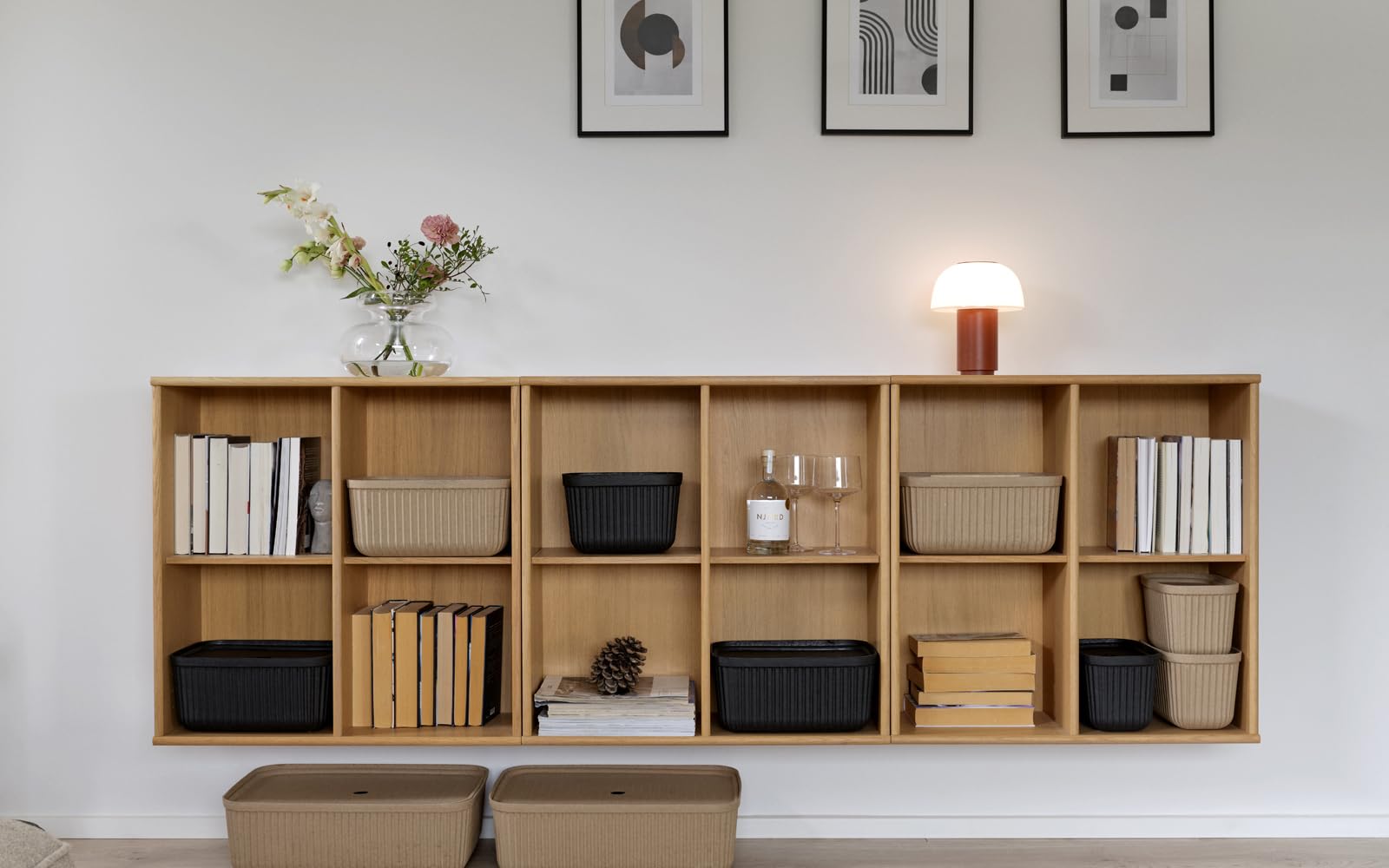 Zone Denmark Pulp Aufbewahrungsboxen mit Deckel – Boxen Aufbewahrung – Stabile Kisten aus 100% Recyclingmaterialien – 2 Stück – 32 x 23 x 15 cm – Schwarz