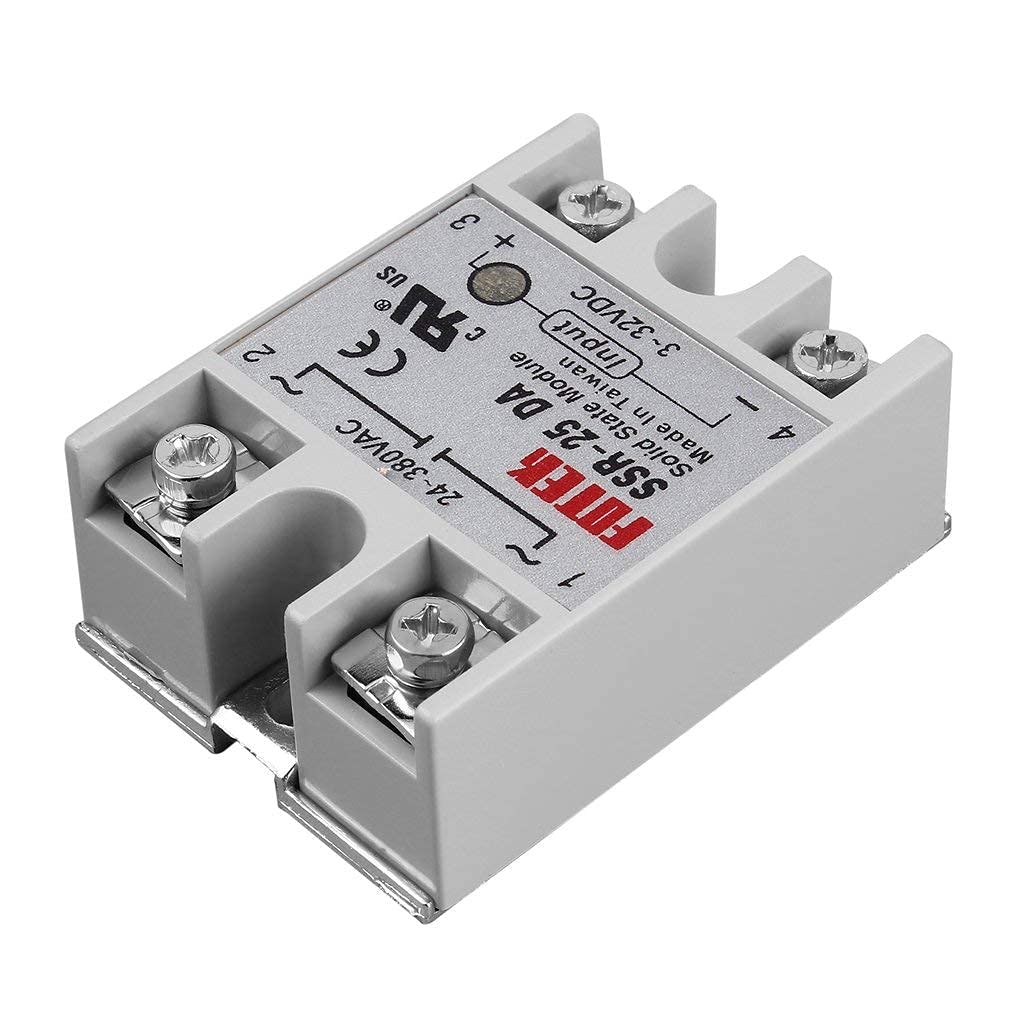 Artshu Modulo relè a stato solido SSR-25DA 25A/250V 3-32V DC Ingresso 24-380VAC Uscita
