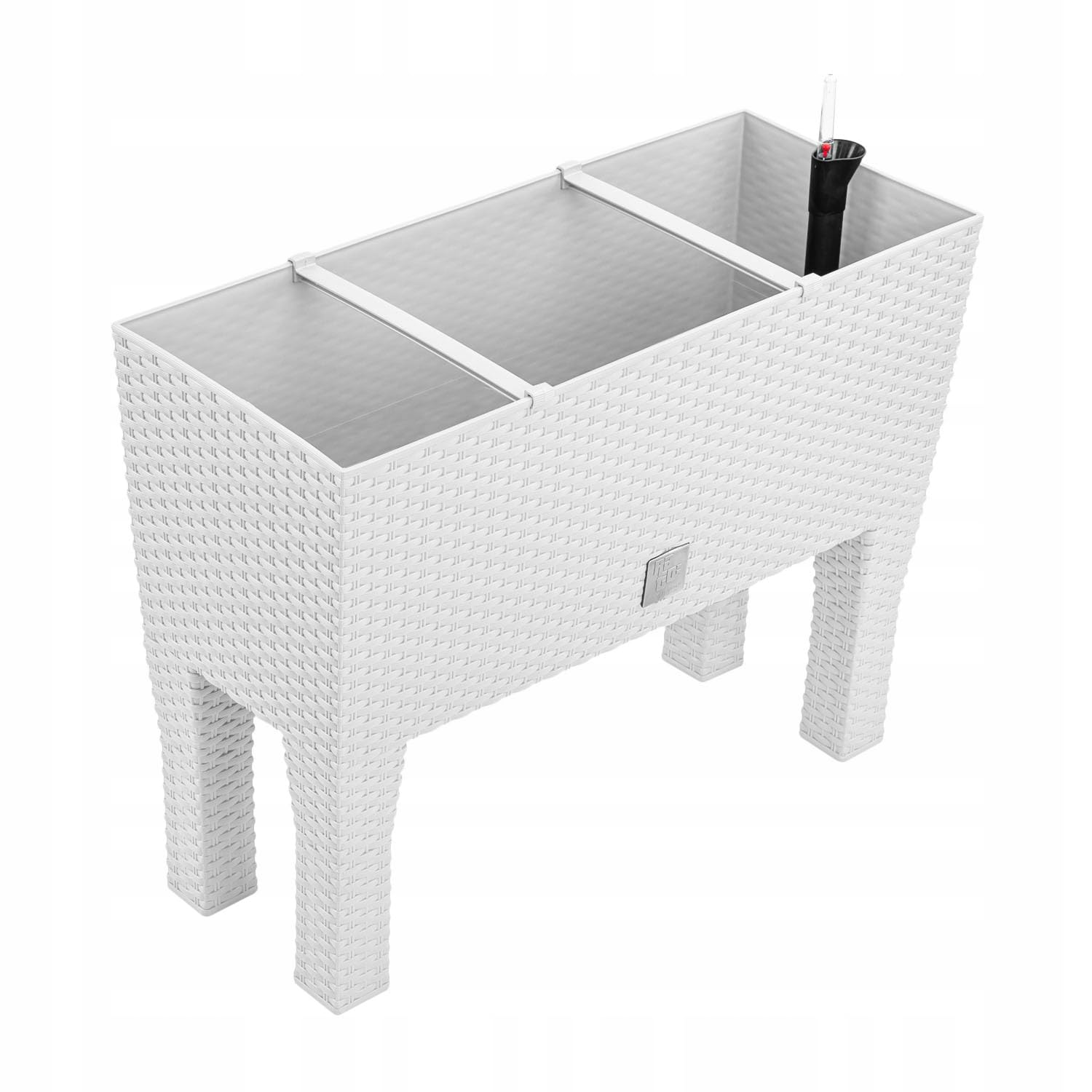 B2C Raised Planter Plant Pot On Legs Rattan Large Look Texture White Anthracite Flower Box 60cm 80cm Home Growing Garden Decoration (White, L 80cm x H 62cm) โ image 1