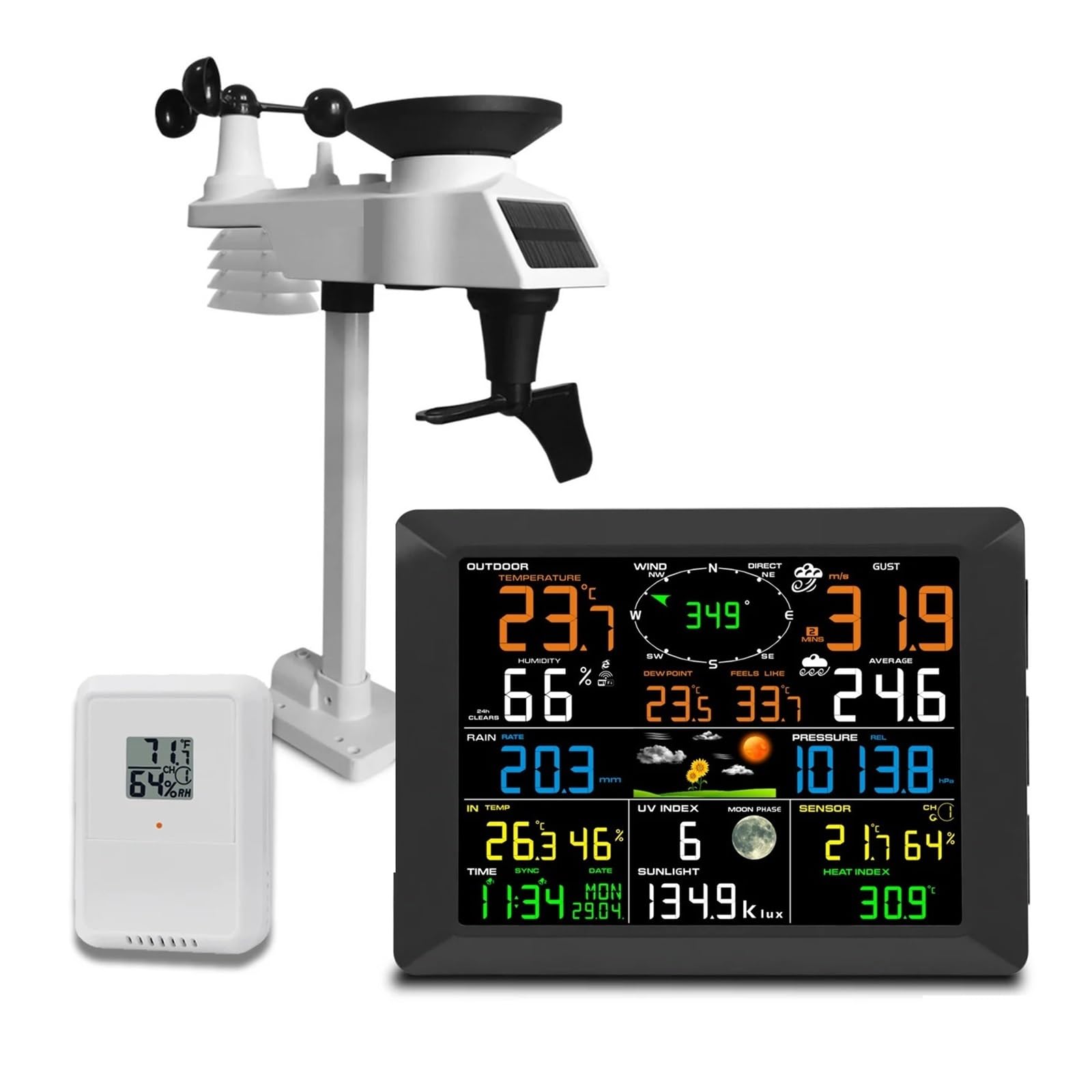 Stazioni Meteorologiche Wireless Display Ampio Da 10 Pollici Termoigrometro For Interni Ed Esterni Pluviometro Velocità Del Supporti A 8 Canali Preciso Veloce Monitoraggio In Tempo Reale