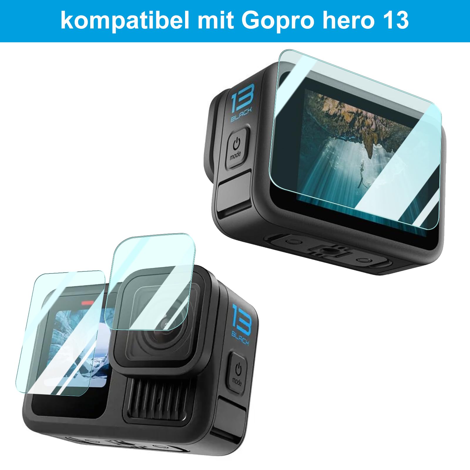 Ulepszony zestaw akcesoriów do GoPro Hero 13 Black Kit, wodoszczelny pokrowiec ochronny, wodoszczelna obudowa, akcesoria do snorkelingu, uchwyt rowerowy kijek do selfie, pasek na głowę do GoPro Hero13
