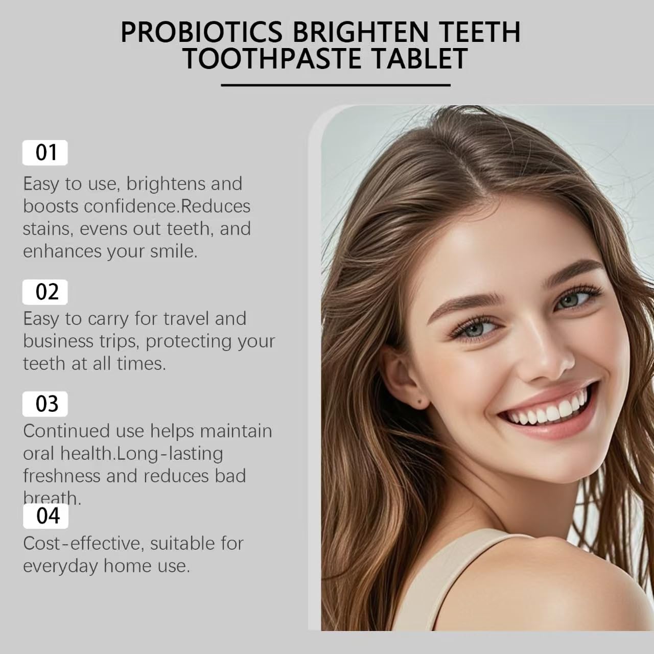 Compresse di dentifricio – Sbiancante, senza fluoro, menta piperita | Idrossiapatite per il sostegno dello smalto e il sollievo dalla sensibilità. Adatto ai viaggi. 62 compresse