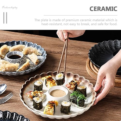 Plato cerámico estilo japonés para sushi y dumplings miniatura 6