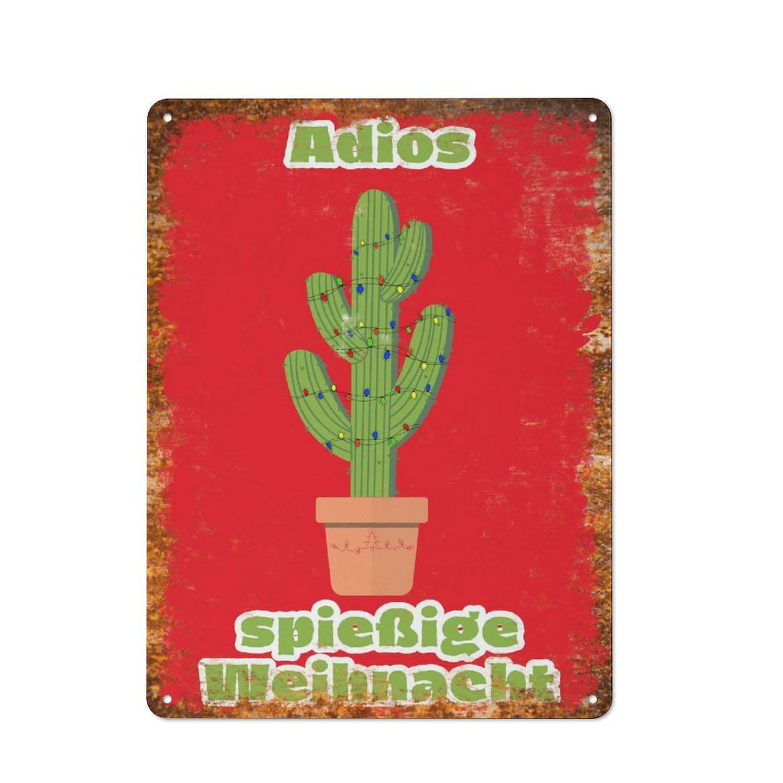 peiyeety Metal Tin Sign Christmas Cactus Pattern Vintage Rustic Wall Art Kitchen Bathroom Bedroom Living Room Cafe Farmhouse Entryway Office Garage Home Bar Laundry Room Porch Patio 6x8 Inch