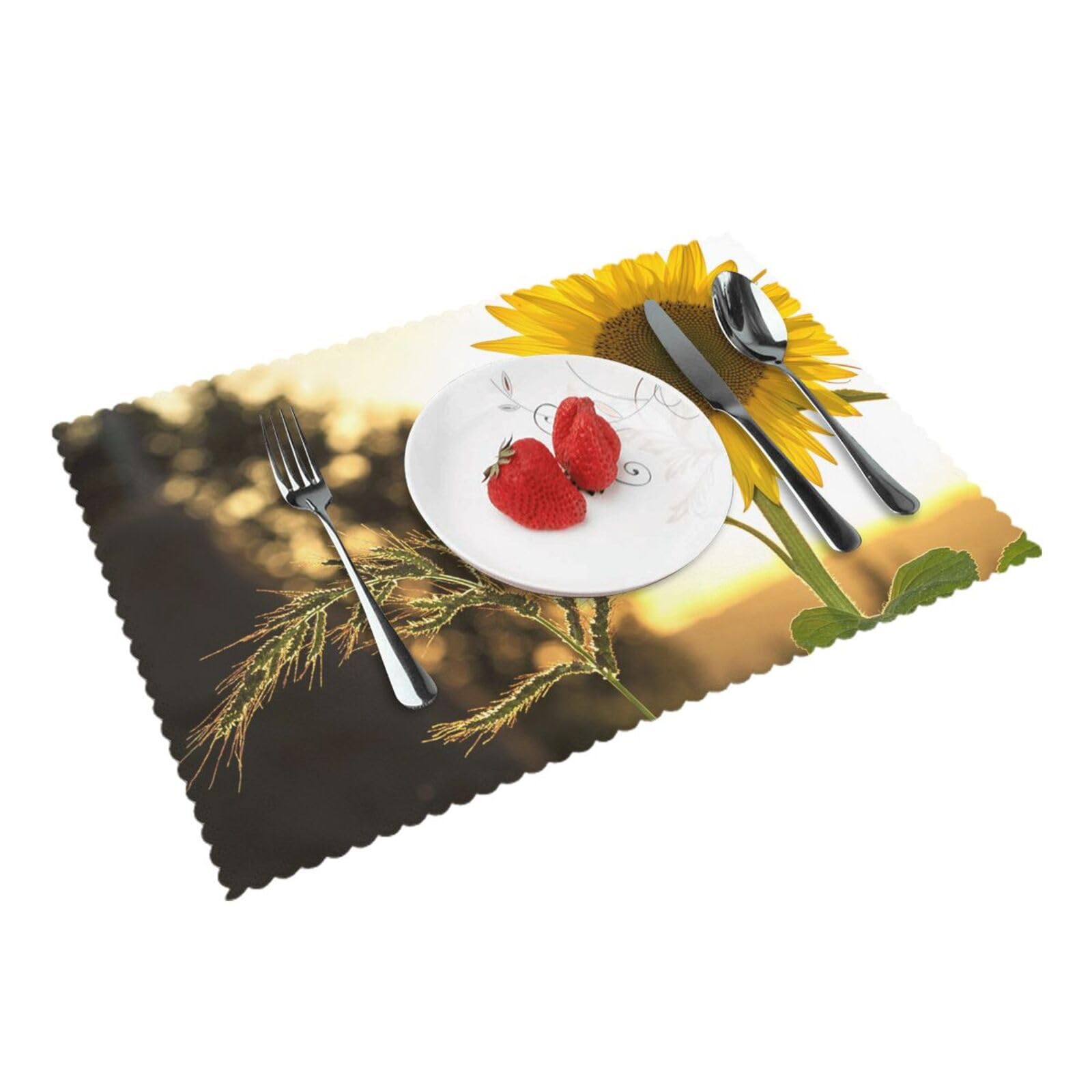sunflowers sun Printed Placemats Set of 4 PCS Washable Placemat for Kitchen Table Heat-resistant Table Mats 45x30 CM
