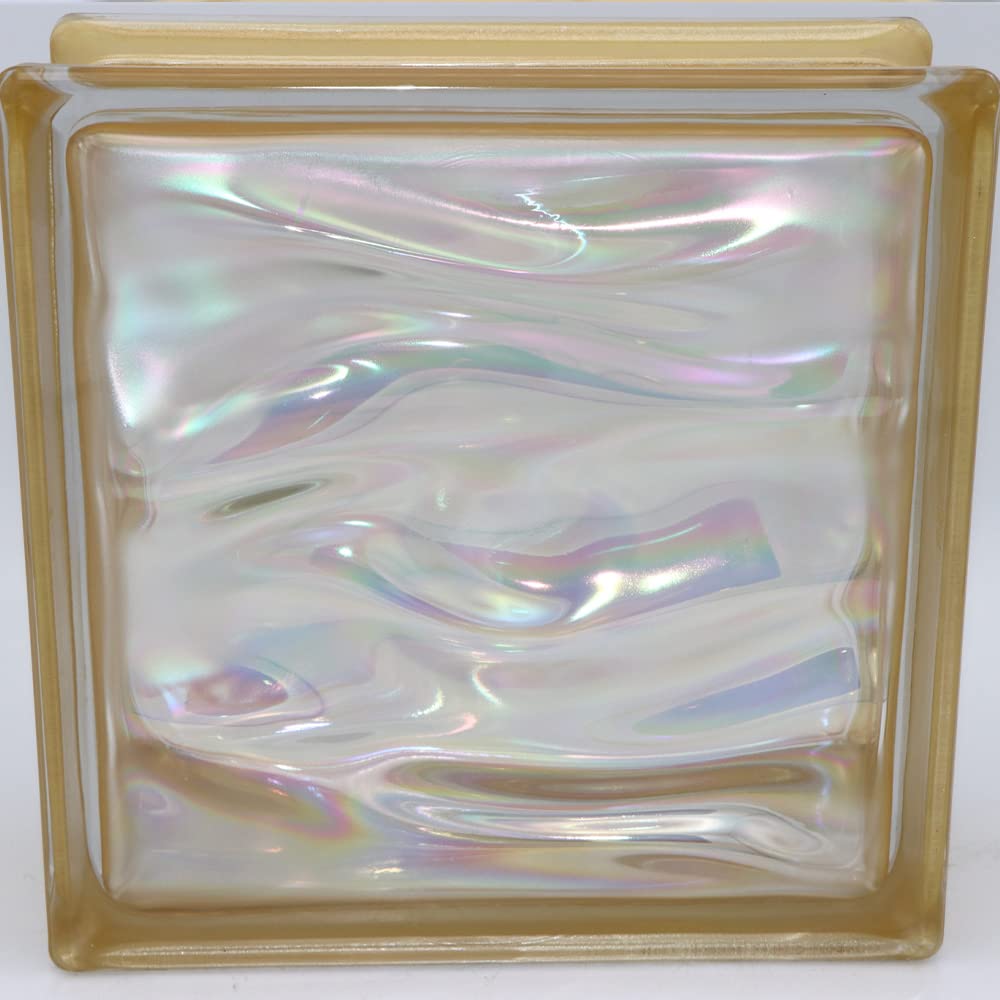 6 pezzo BM vetromatton ACQUA perlado oro vetromattone lucido 19x19x8 cm