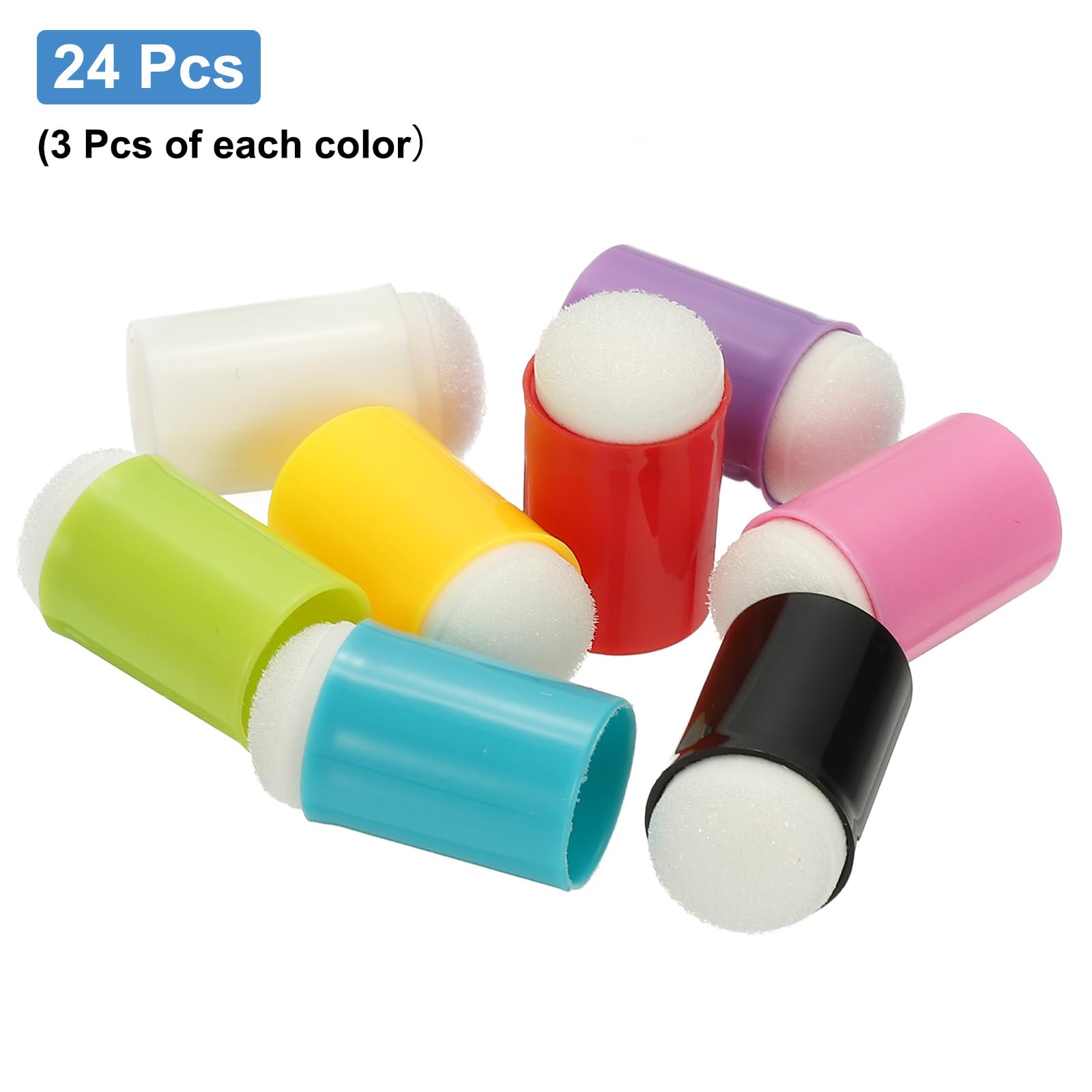 PATIKIL Finger Sponge Daubers, 24Pcs Finger Painting Sponge Set Craft Drawing Foam Dauber for Art Ink Crafts Card Making Chalk 8 Colors - Image 3