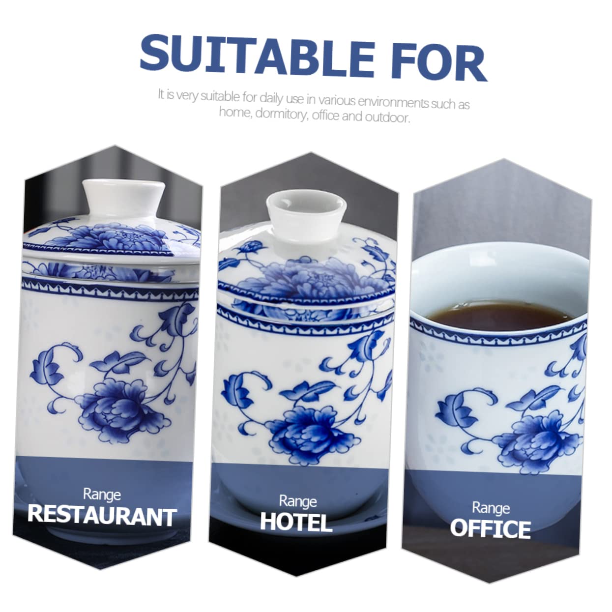 Alipis Taza de Té China Tradicional de Cerámica, Juego de 1 Pieza | Tapa y Platillo, para Hogar y Restaurante, Estilo Chino Clásico, Apta para Leche o Café
