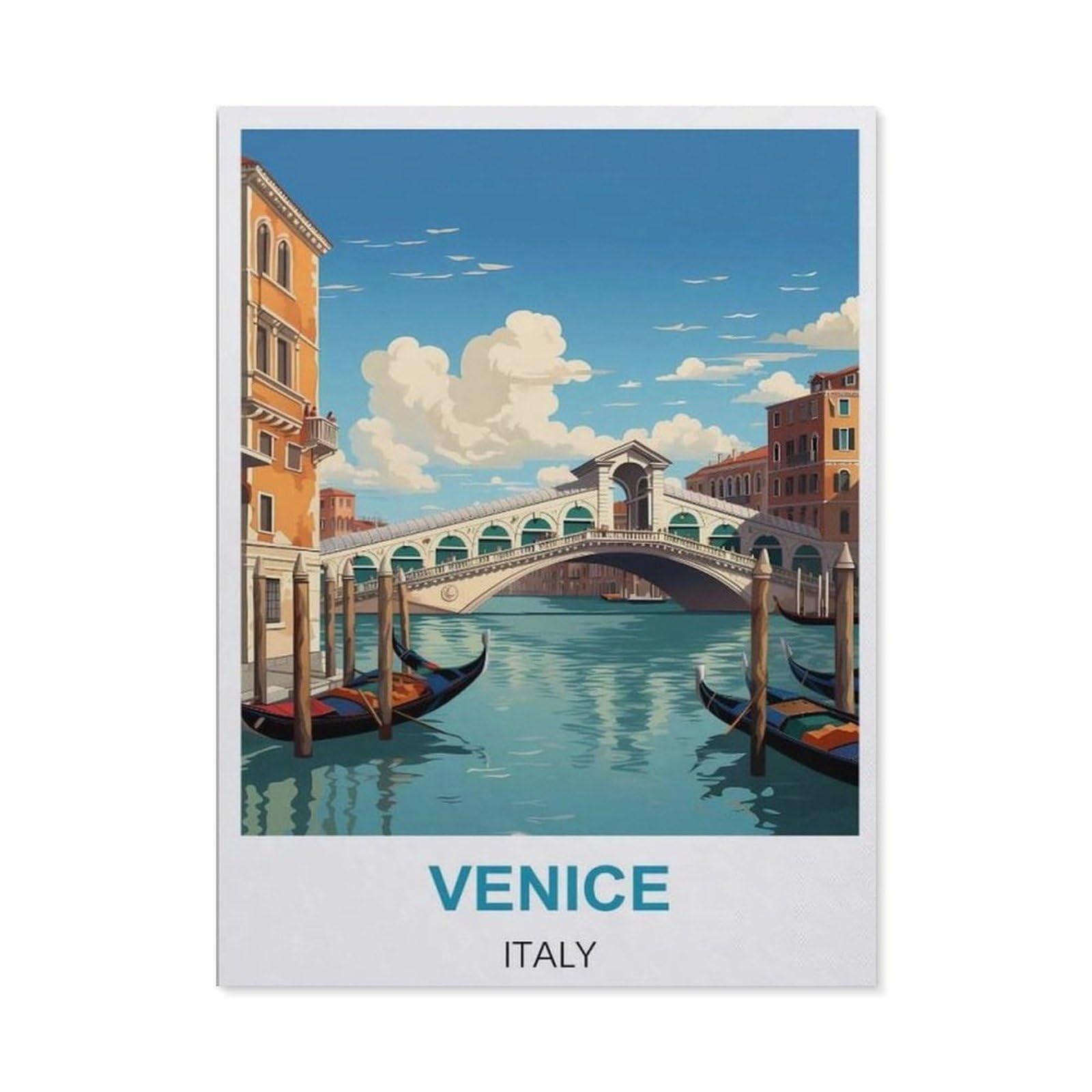 BEAYODKP Full Diamond 5D DIY Diamond Painting，Venice Italy Vintage Travel Poster，3D Diamond Embroidery Cross Stitch Mosaic Needle Works（40 x 50 cm/15.74 x 19.68 inches）-CA34