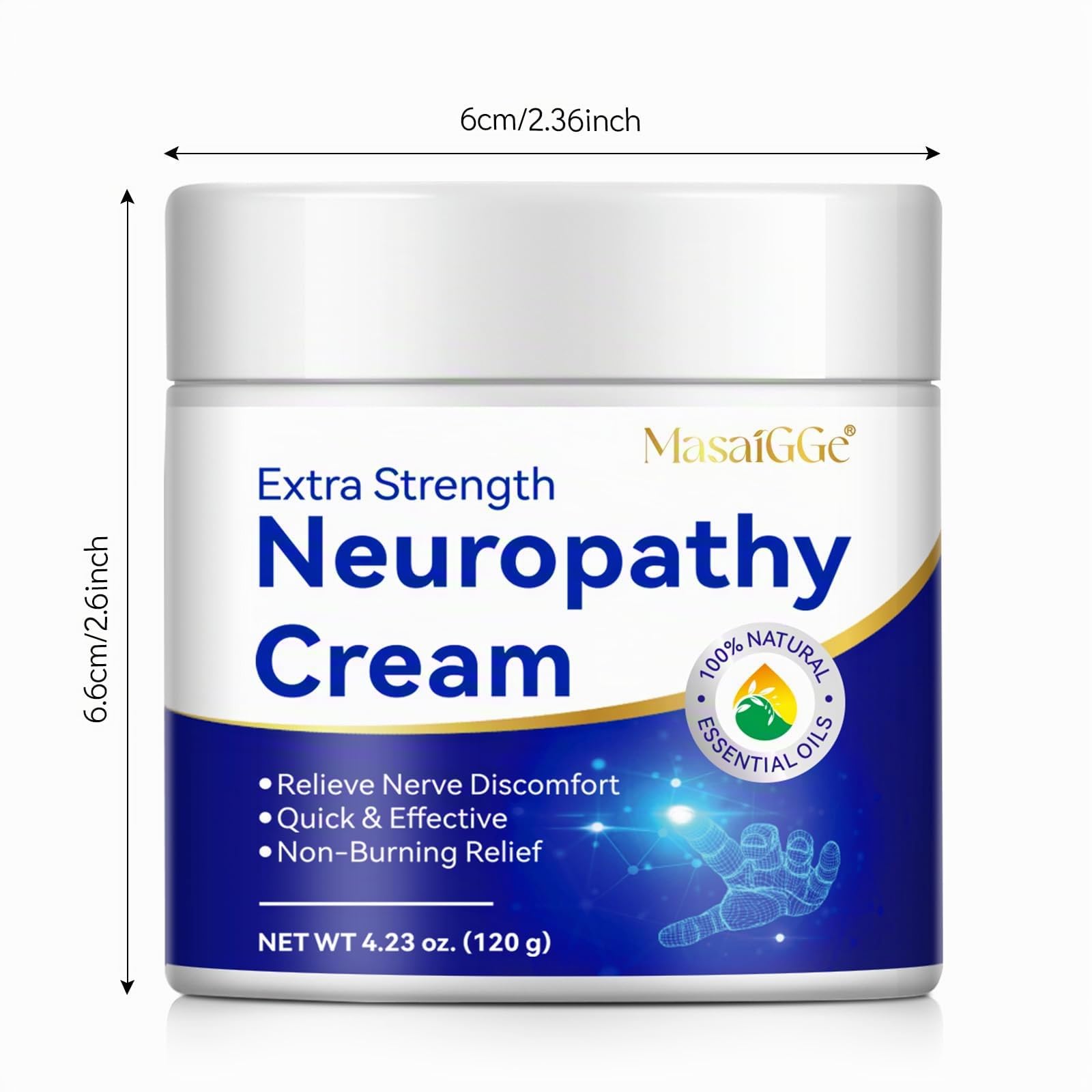 Crema para Neuropatía 120g, Alivio Rápido del Dolor Nervioso, Reduce Hormigueo y Entumecimiento, Fórmula Natural con Árnica, Aloe Vera y Vitamina B6, Hidratante No Grasa, para Pies, Manos y Piernas