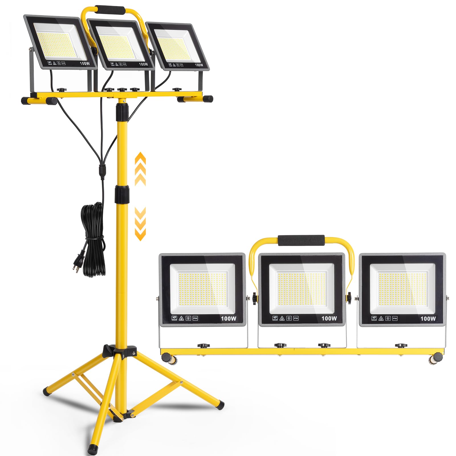 31000 Lumen LED Work Lights with Stand - 3 Head Portable Work