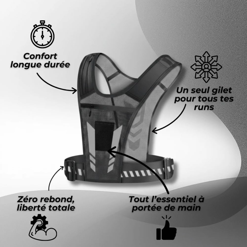 strivor Gilet de Course Ultra-Light,Gilet de Course Respirant avec Étui pour téléphone Portable and Ceinture réglable, pour Jogging, Marche & Sport