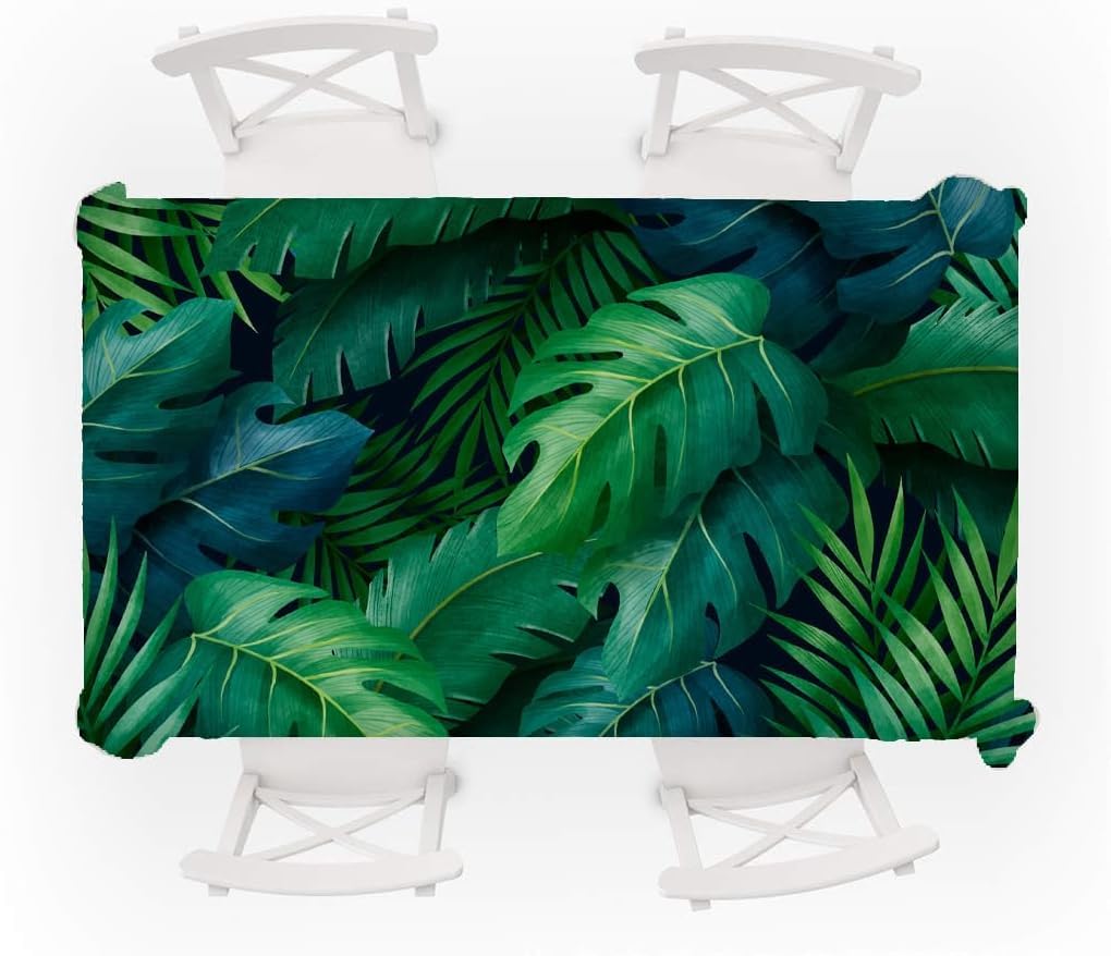Wytrzyj Czysty Obrus Szmaragdowozielone Liście Odporny Na Plamy Wodoodporny Obrus Obrusy Wielokrotnego Użytku Prostokątne Zmywalne Obrusy Obrusy Do Wycierania, Emerald Green Leaves, (140x140cm)