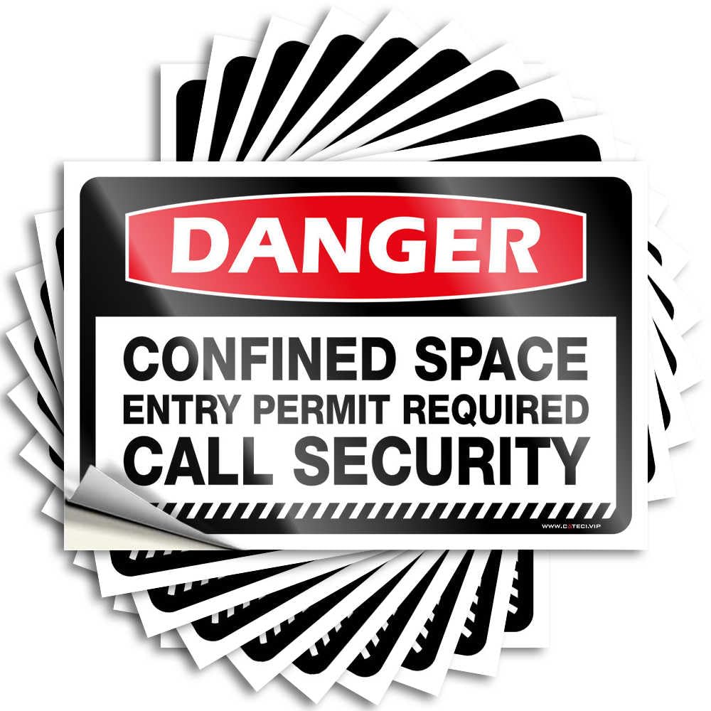 Prank Stickers for Confined Space with Danger, Mandatory Entry Permit, 10 Safety Stickers for Girls (8 x 12 cm)