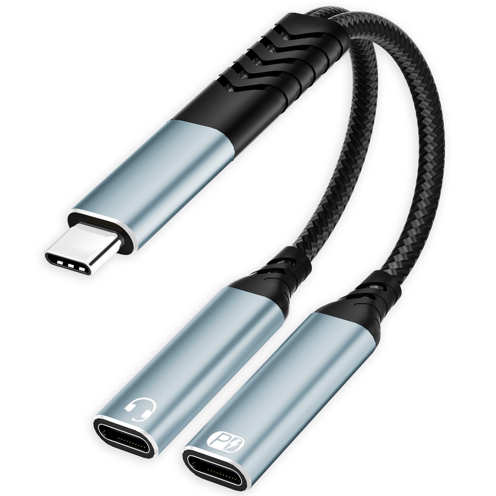 Mugteeve USB C Splitter 1 in 2 Out, USBC to Dual USB Type C Female Splitter Y Cable, PD 60W Fast Charging, 480Mbps Data Transfer Speed, for iPhone 15/