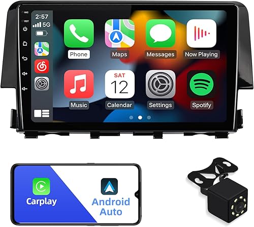 Android 10 Double Din Car Stereo for Honda Civic 2016-2020 with 9 Inch Touchscreen Radio Built-in Wireless CarplayAndroid