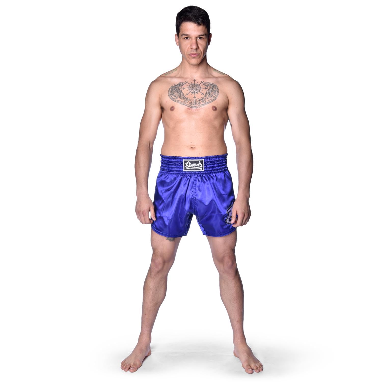 8 WEAPONS Muay Thai Shorts Strike, Violett, Kickboxhose für Training & Wettkampf, Thaibox Shorts Satin, Atmungsaktiv, Langlebig, Kampfsporthose für MMA, K1, Boxen, Thai Boxen