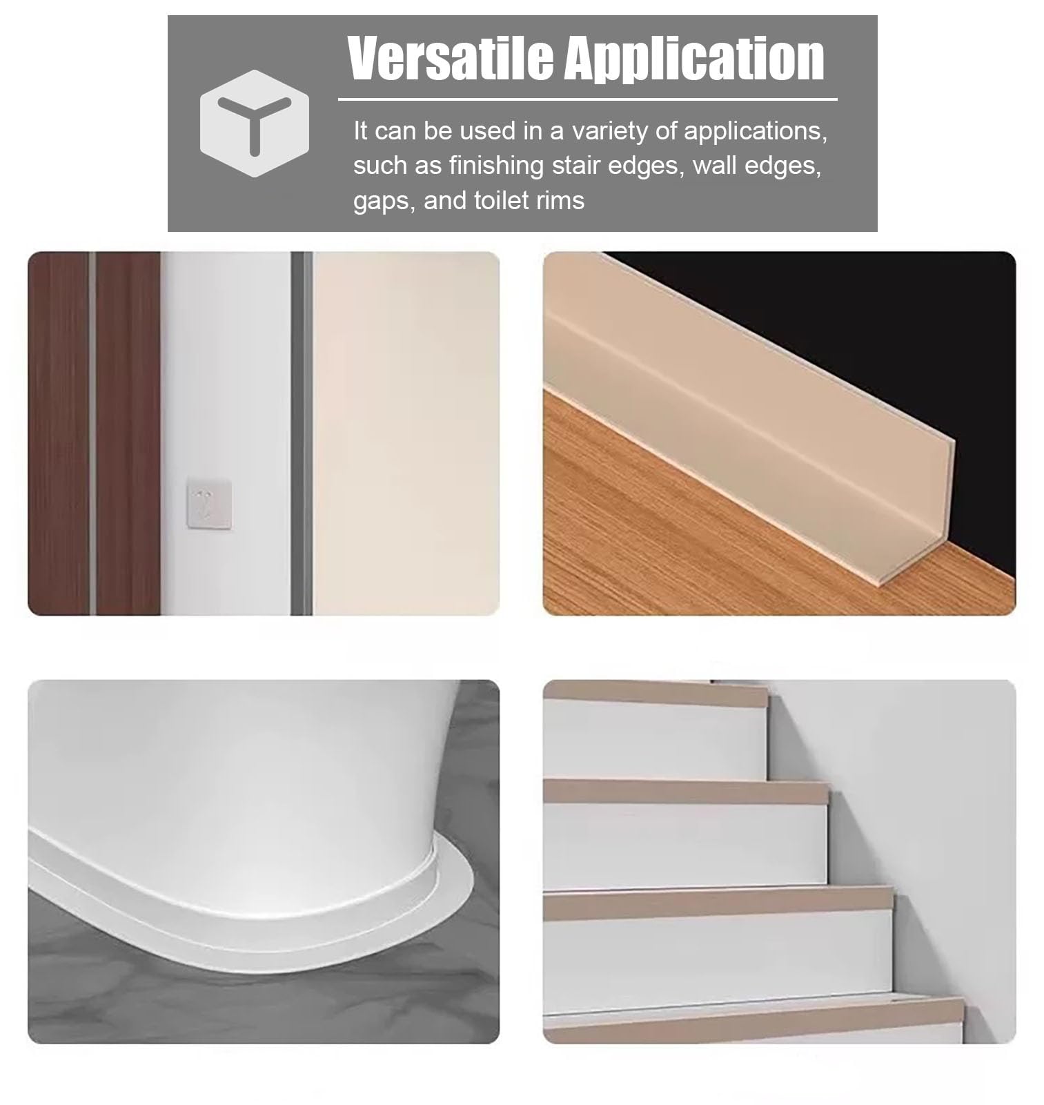 Perfil de Transición para Suelo Perfiles Autoadhesivos para Bordes de Escaleras, Bandas Flexibles de PVC para Peldaños, Protectores de Seguridad en Forma de L para Bordes