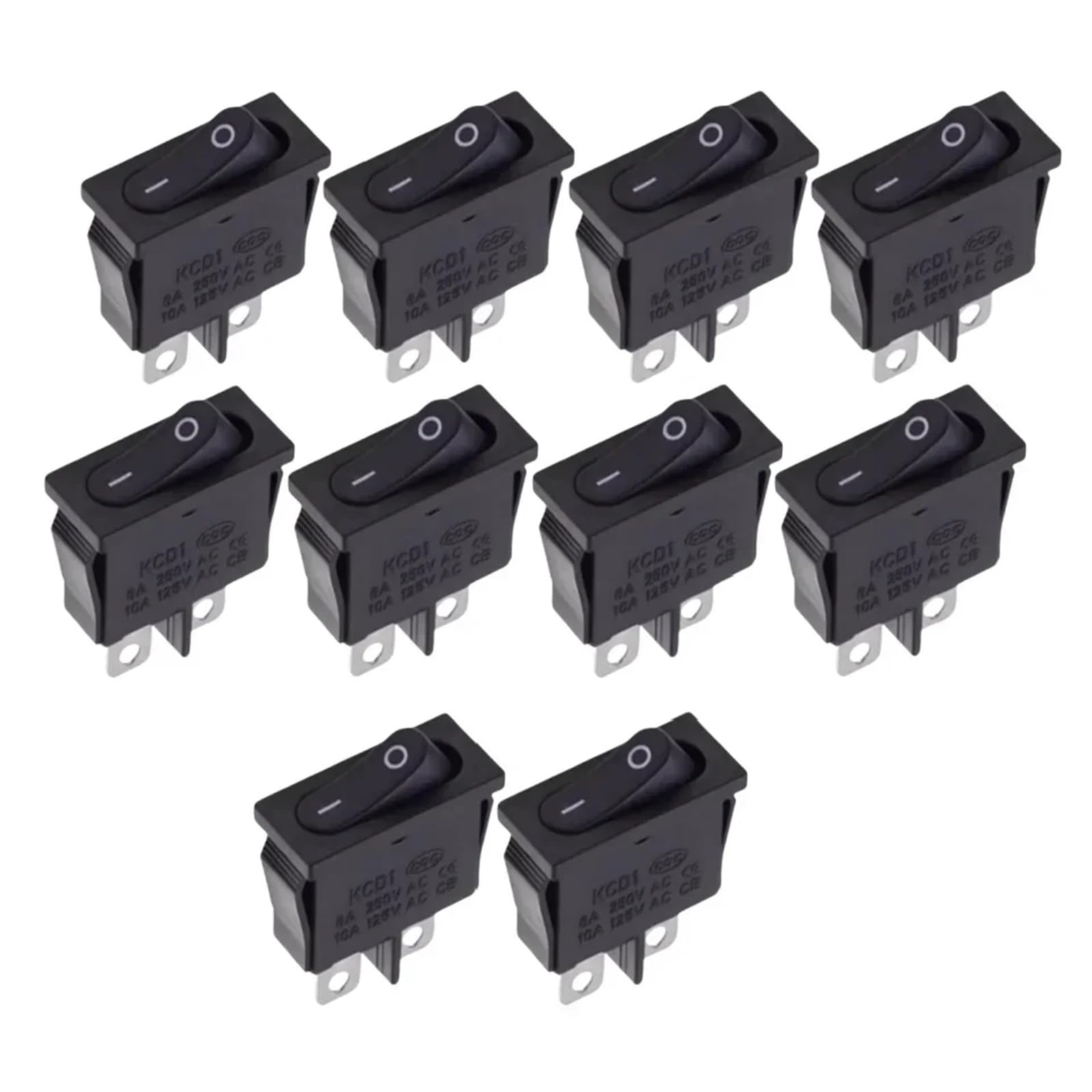 Interruptor balancín de 9x21mm KCD1-110 negro y plano de 2 pin para instrumentos electrónicos pequeños 7