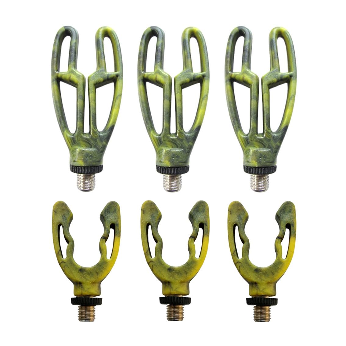 TJR Tackle Camo 6pc Rod Rest heads Inline Front & Grip Lock Rear Butt Rod Pod Rest