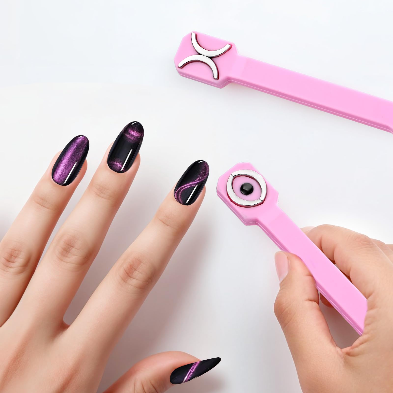 2 częściowe narzędzie magnetyczne do paznokci 3 w 1, 3D Nail Art Cat Eye Gel Nail Polish Magnet, Wielofunkcyjne narzędzie do projektowania paznokci do domu, DIY, salonu paznokci