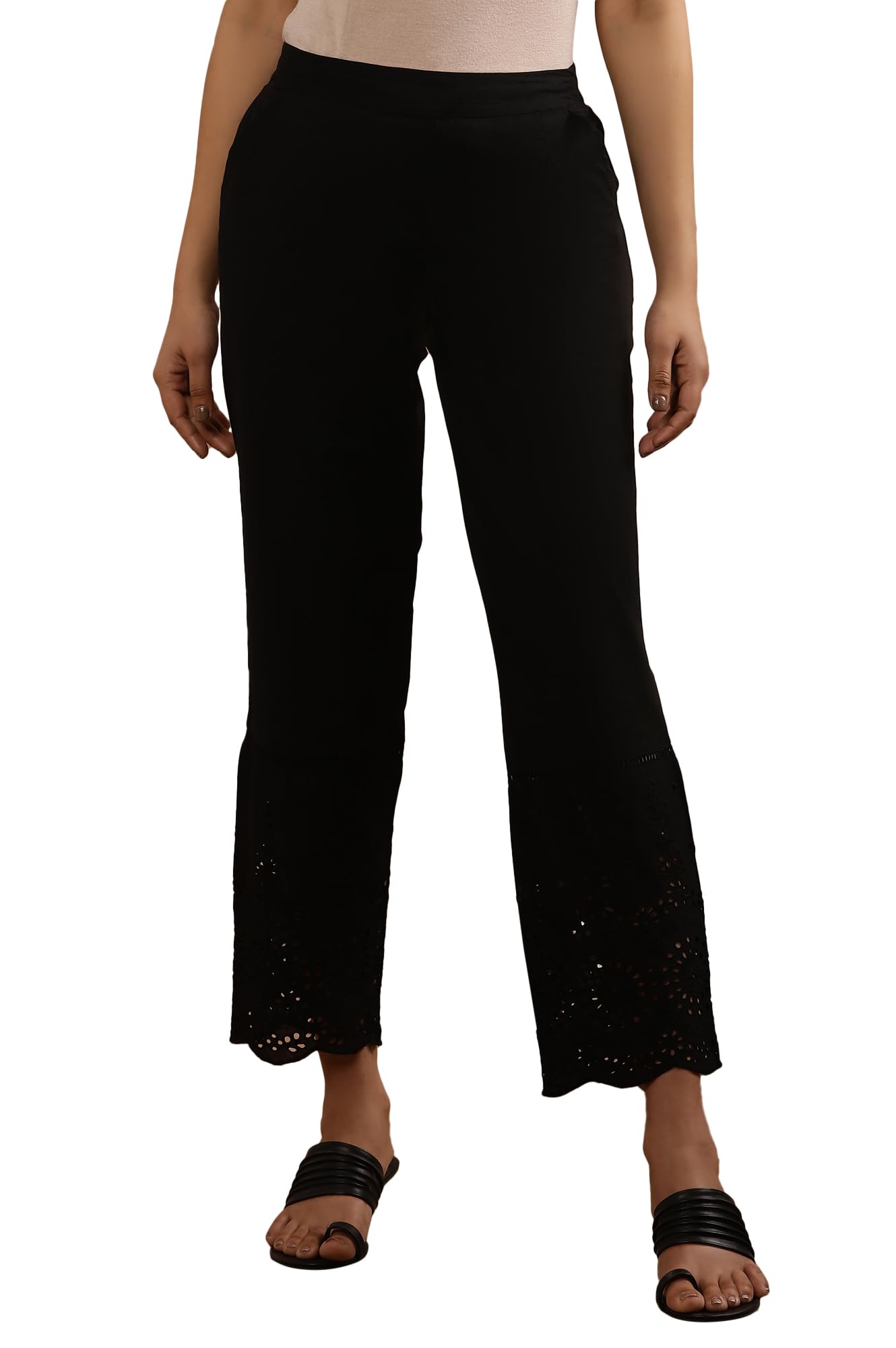 Straight Fit Black Cotton Straight Pant-image-29
