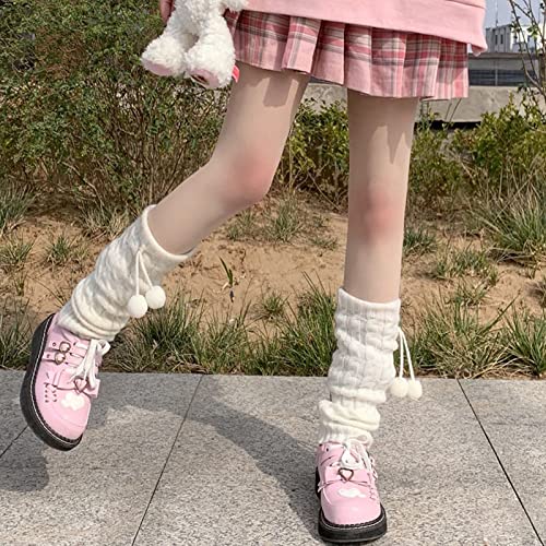 Image of Women Y2k Leg Warmers Ribbed Knitted Harajuku Kawaii Leg Warmers Streetwear