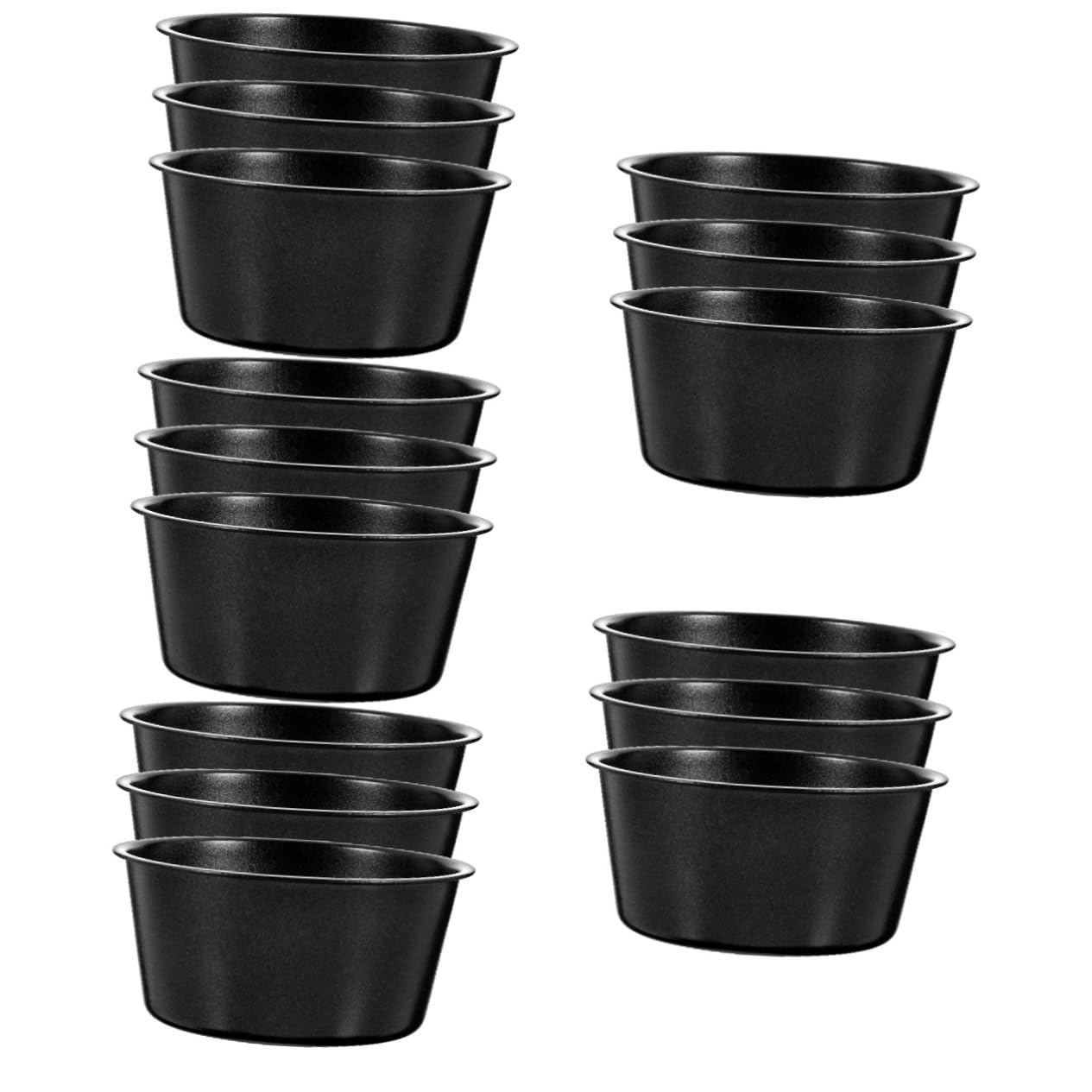 Ciieeo 5 Juegos Molde De Pudín Molde De Pastel Pequeño Taza Para Hornear Moldes Para Pasteles Molde Para Pasteles Moldes Para Pastel De Queso Mini Budines Acero Carbono Black 3 Piezas * 5