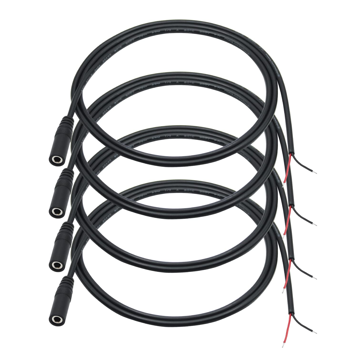 Maixbomr 4Pcs 3.5mm Female Plug to 2Pin Bare Wire Open End Cable 3FT, TS 2 Pole 1/8'' 3.5mm Audio Wire Replacement Cable, for AUX Connector Audio DIY Cable Repair