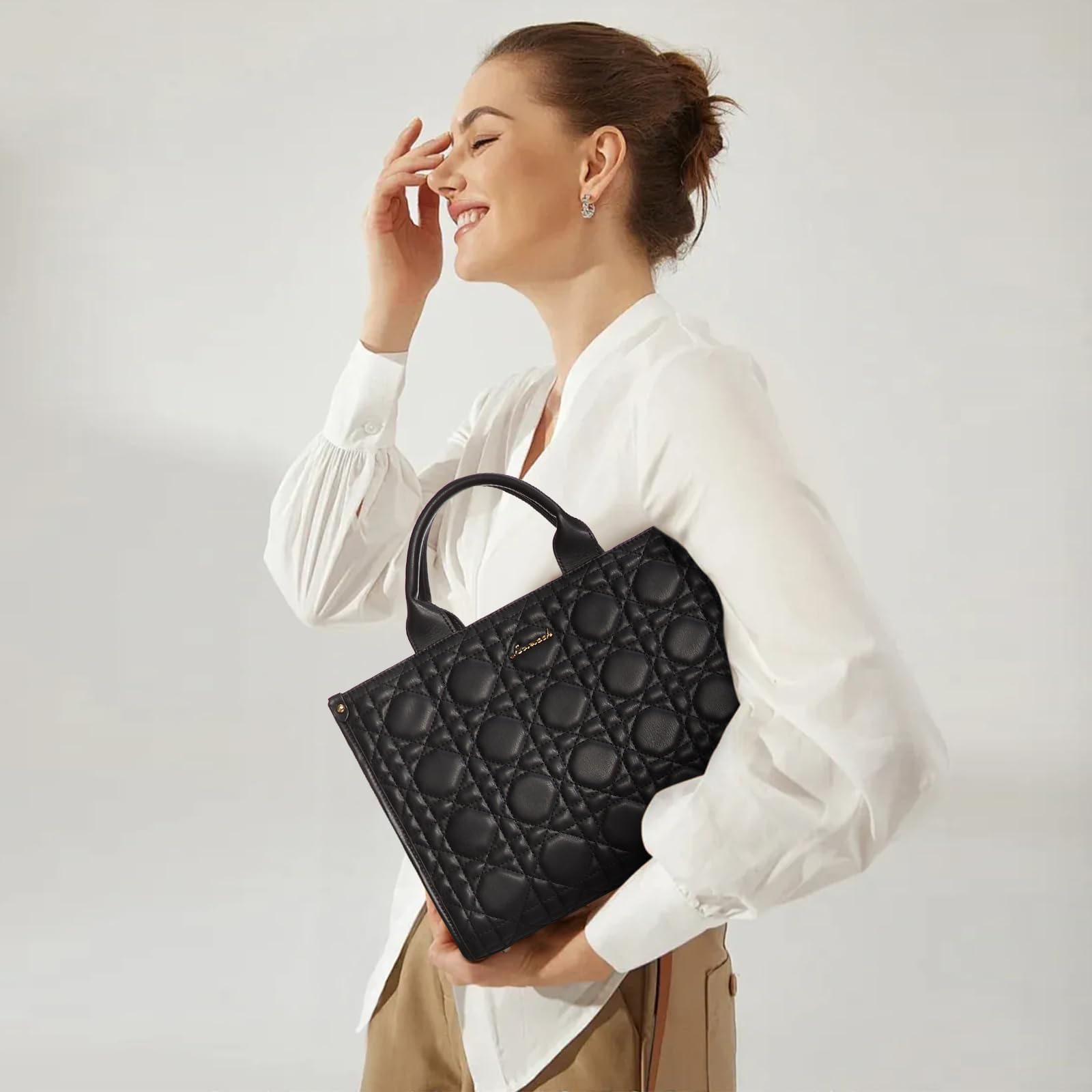 LOVEVOOK Purses and Handbags for Women, Handbags Shoulder Bags Black Purses and PU Leather Top Handles for Lady