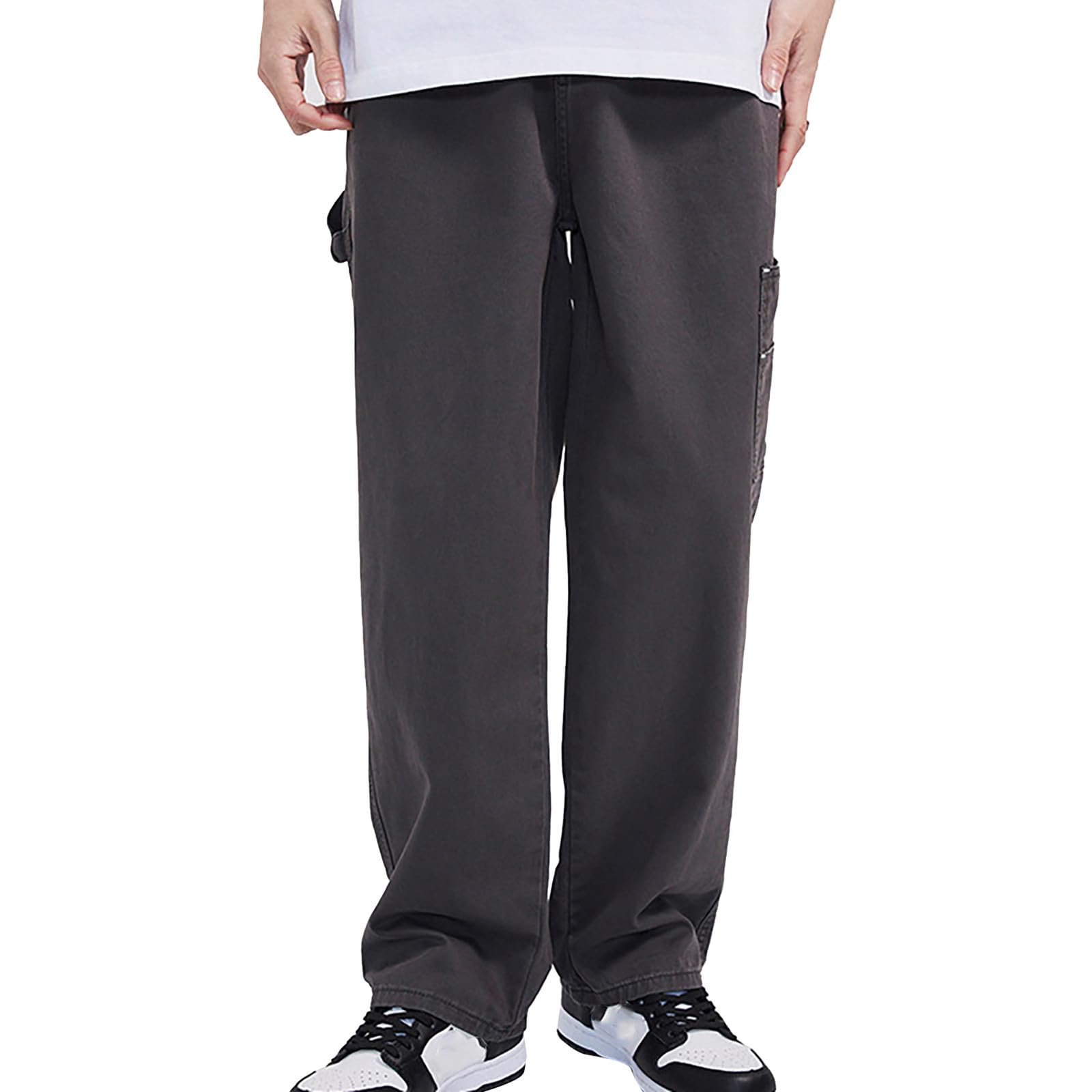 Pantalon Cargo Homme-Pantalon Cargo décontracté pour Homme Coupe décontractée Léger Stretch Taille élastique Bouton Jogging Pantalon -Poches
