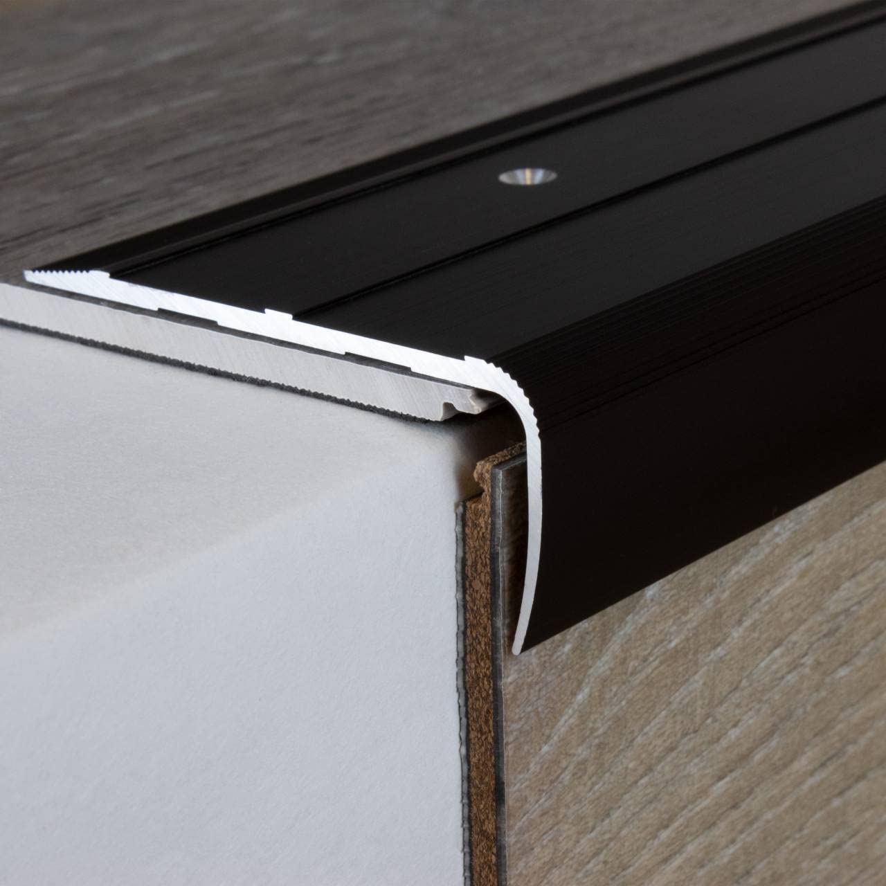 PROVISTON | Treppenprofil | 28.5 x 75 x 1000 mm | bronze dunkel | Aluminium | hochwertige Metallprofile | Treppenkante | zum Schrauben | qualitatives Winkelprofil | robust | langlebig