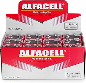Bateria 9V Caixa Com 12 Unidades Blister Alfacell